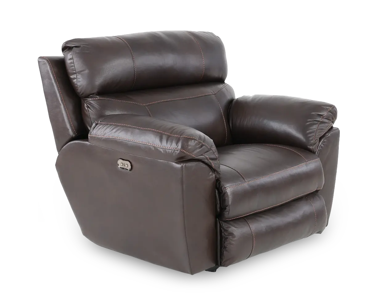 64070-7/1273-89 Costa Brown Leather Lay-Flat Power Recliner-1