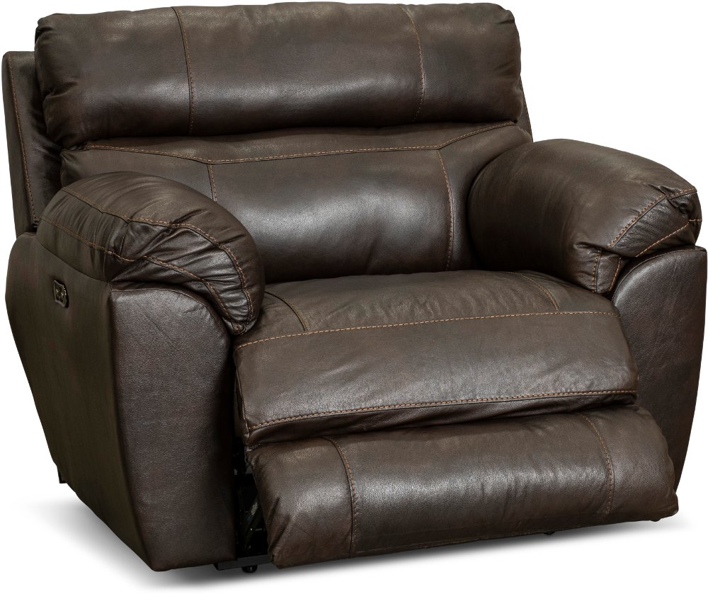 Costa Brown Leather Lay-Flat Power Recliner