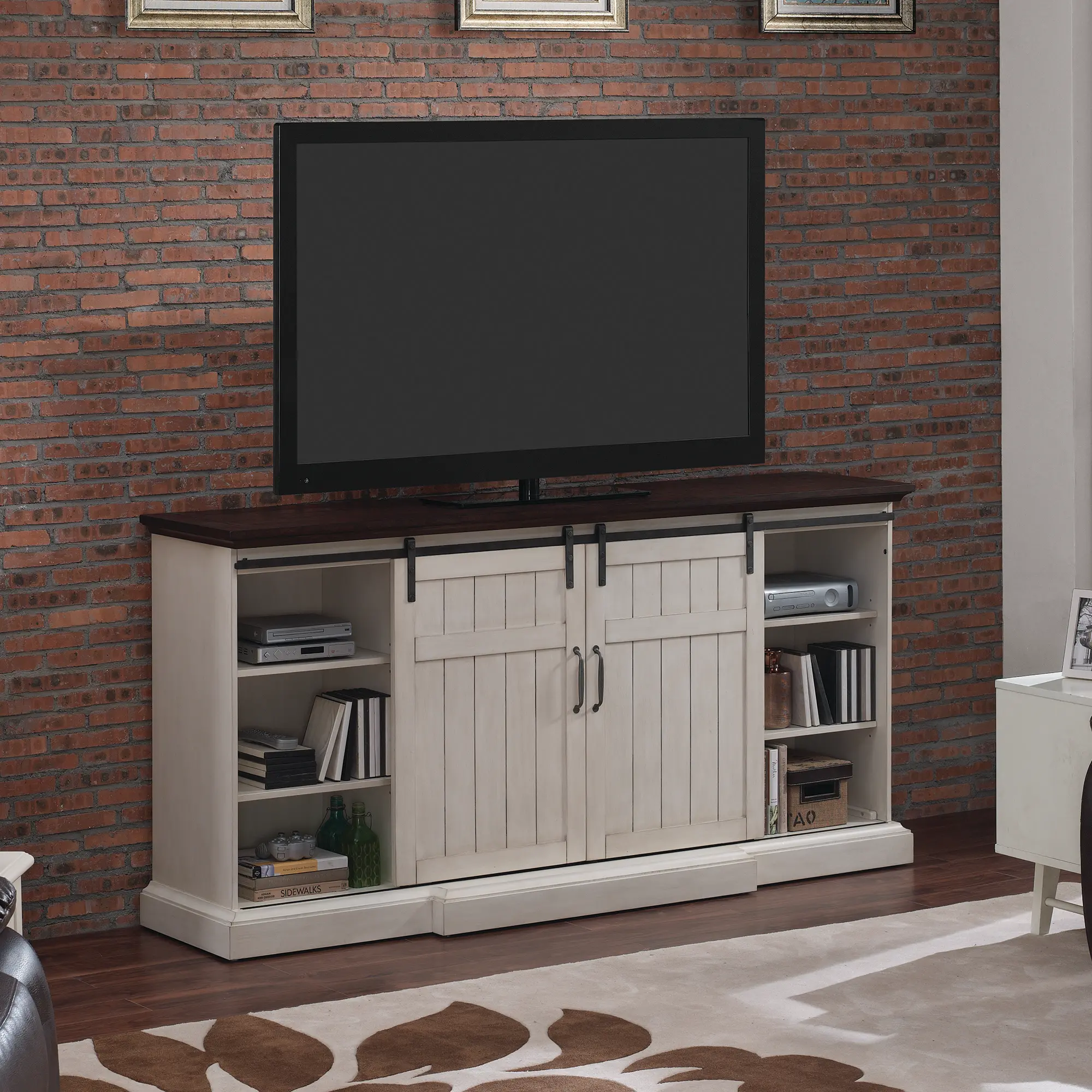 Cabaret White Wash 78  Fireplace TV Stand-3