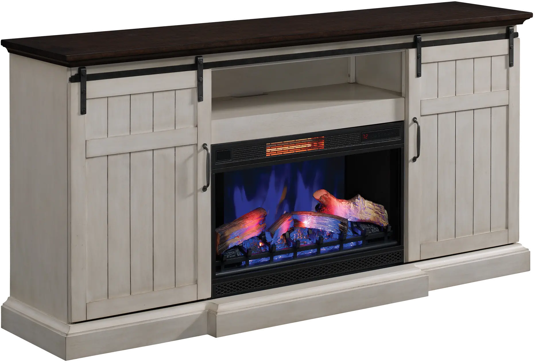 Cabaret White Wash 78  Fireplace TV Stand-4