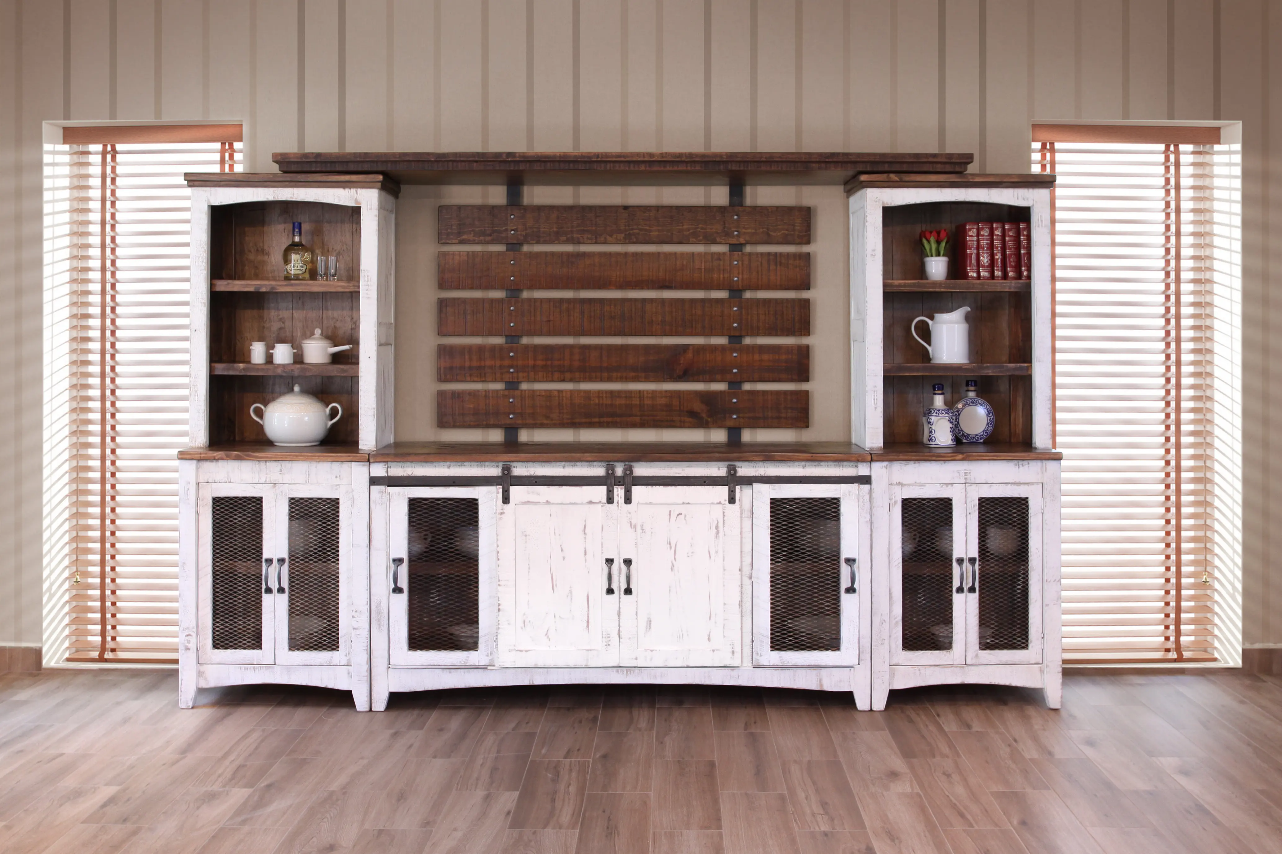 Pueblo Rustic White Bookcase-12