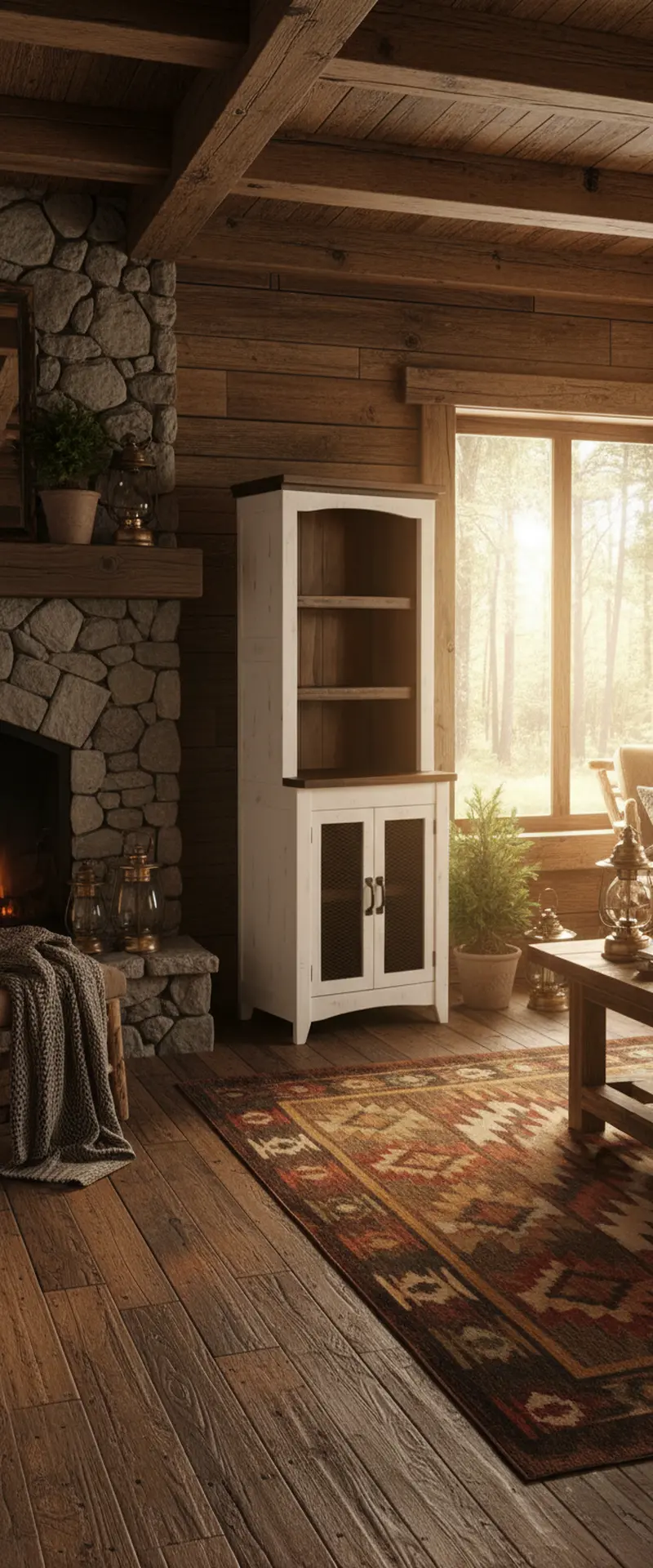 Pueblo Rustic White Bookcase-2