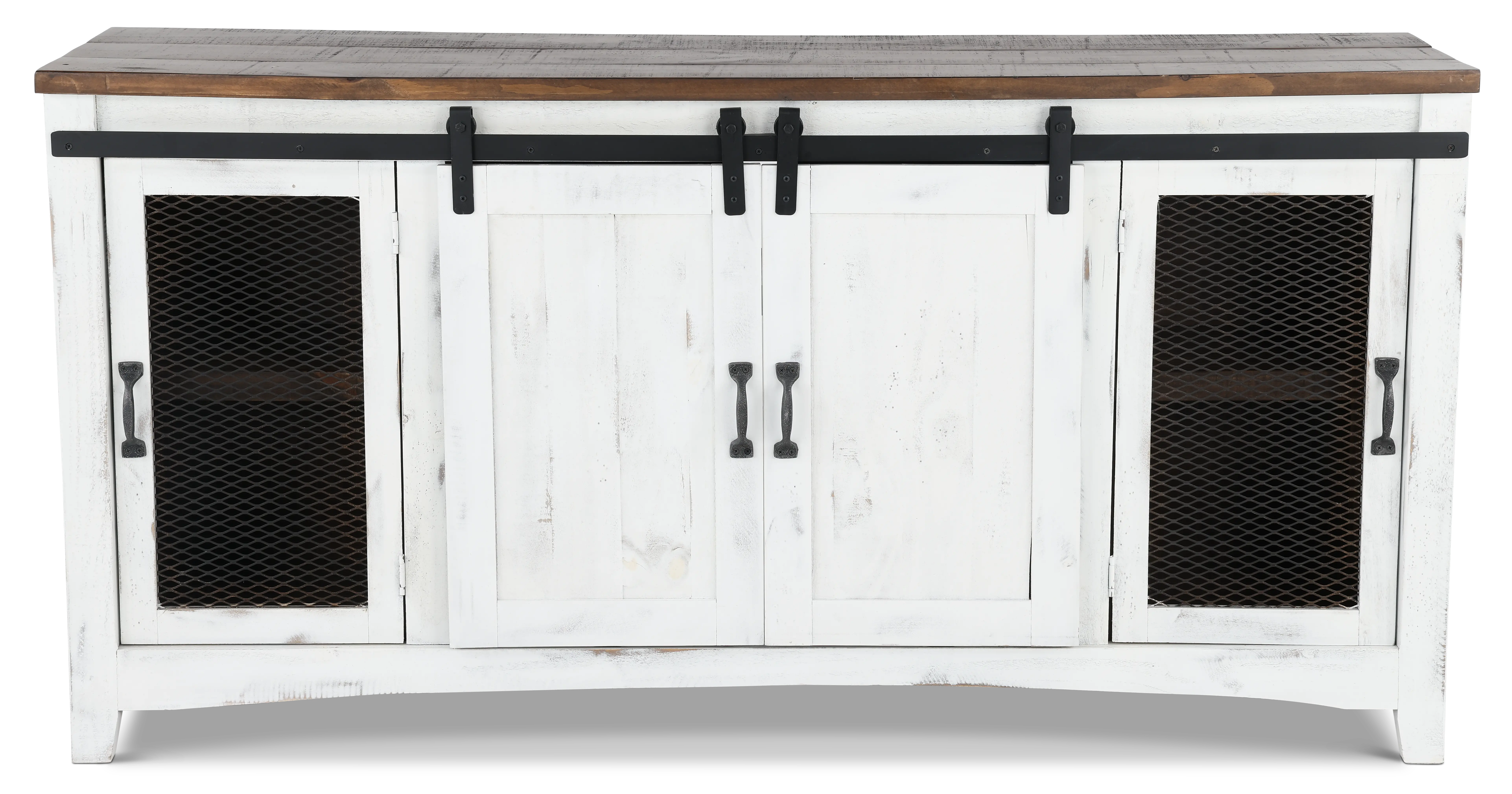 Pueblo Rustic White TV Stand-1