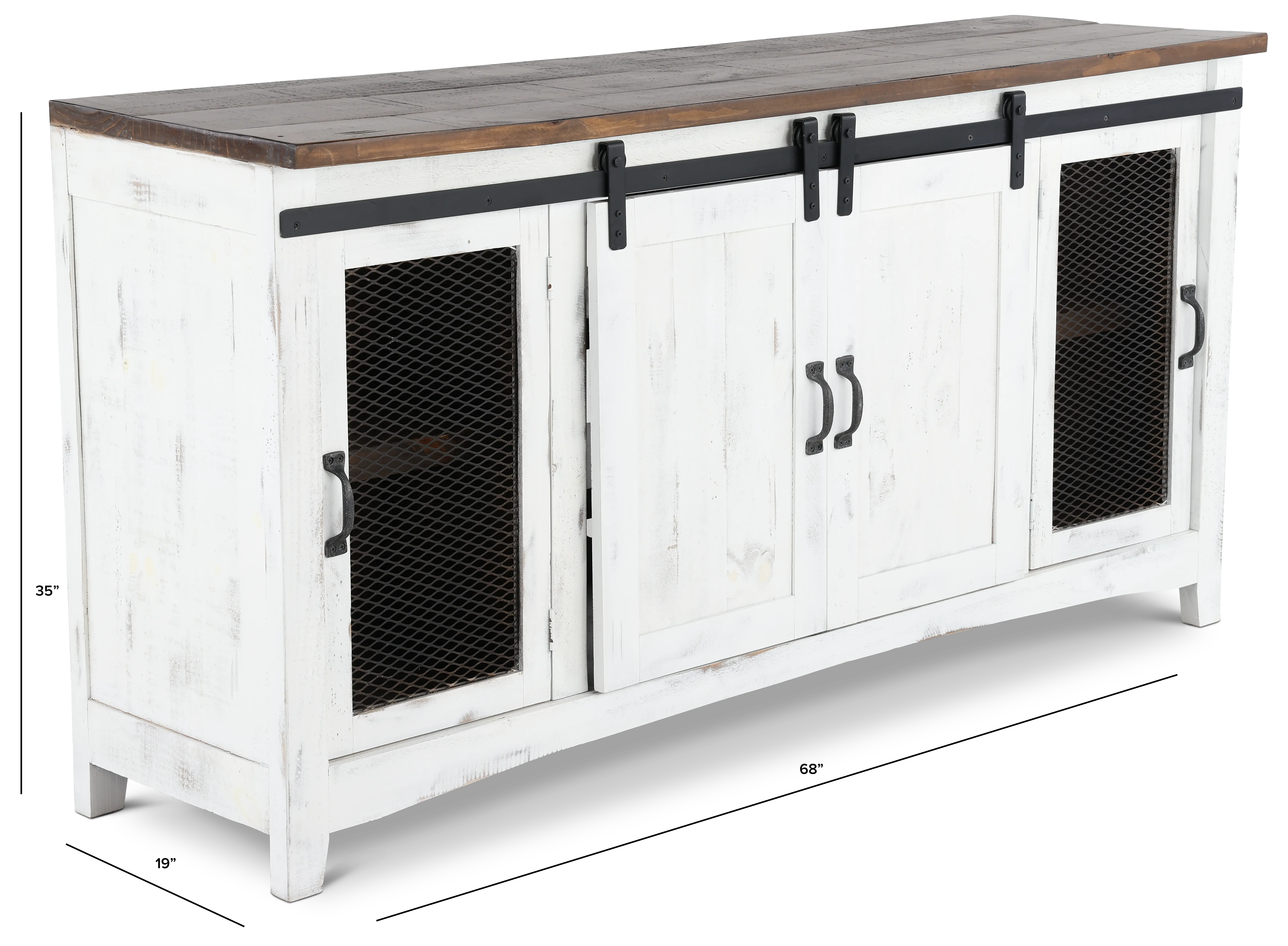 Pueblo Rustic White TV Stand-3