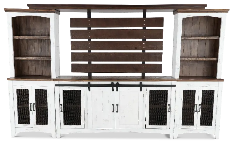 Pueblo Rustic White Entertainment Center