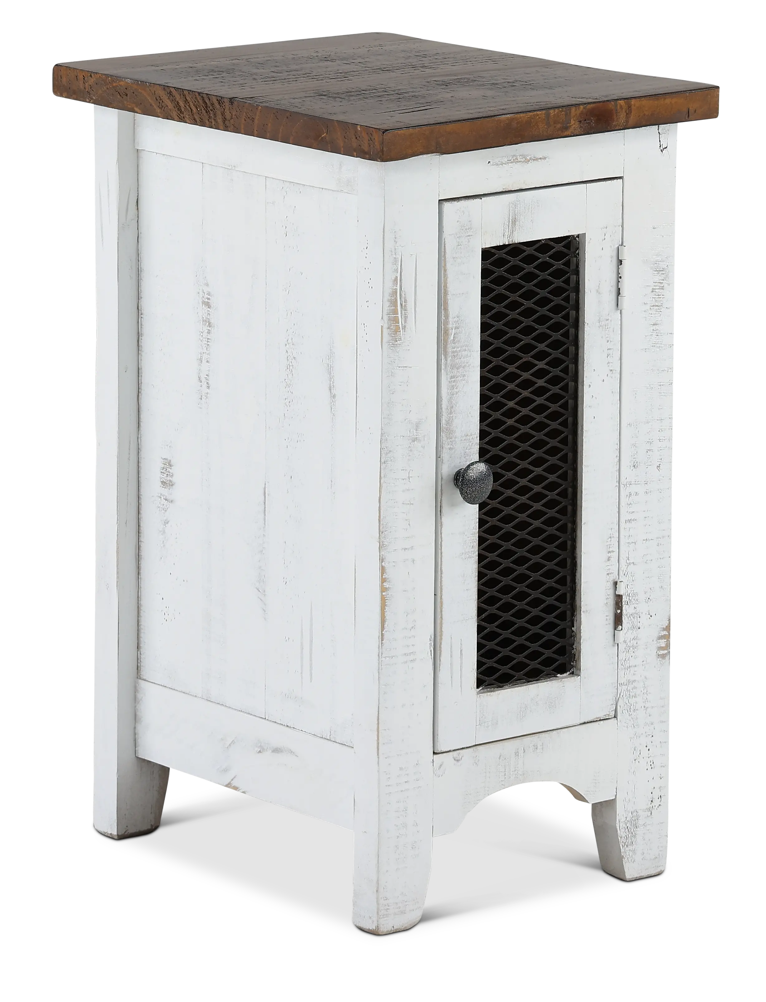 Pueblo Rustic White Side Table-1