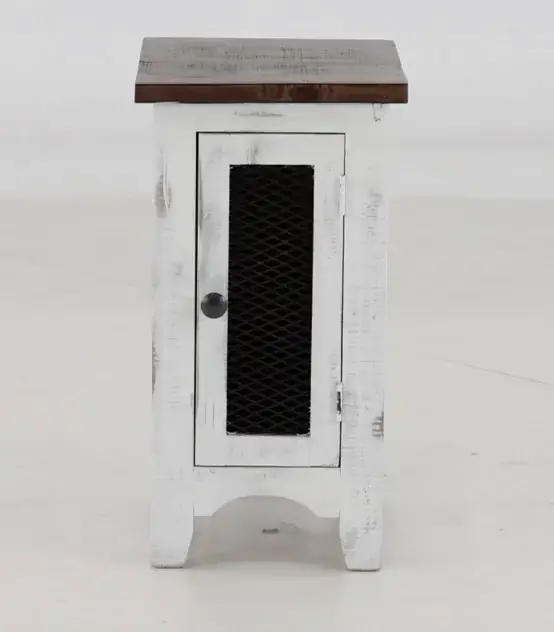 Pueblo Rustic White Side Table-11
