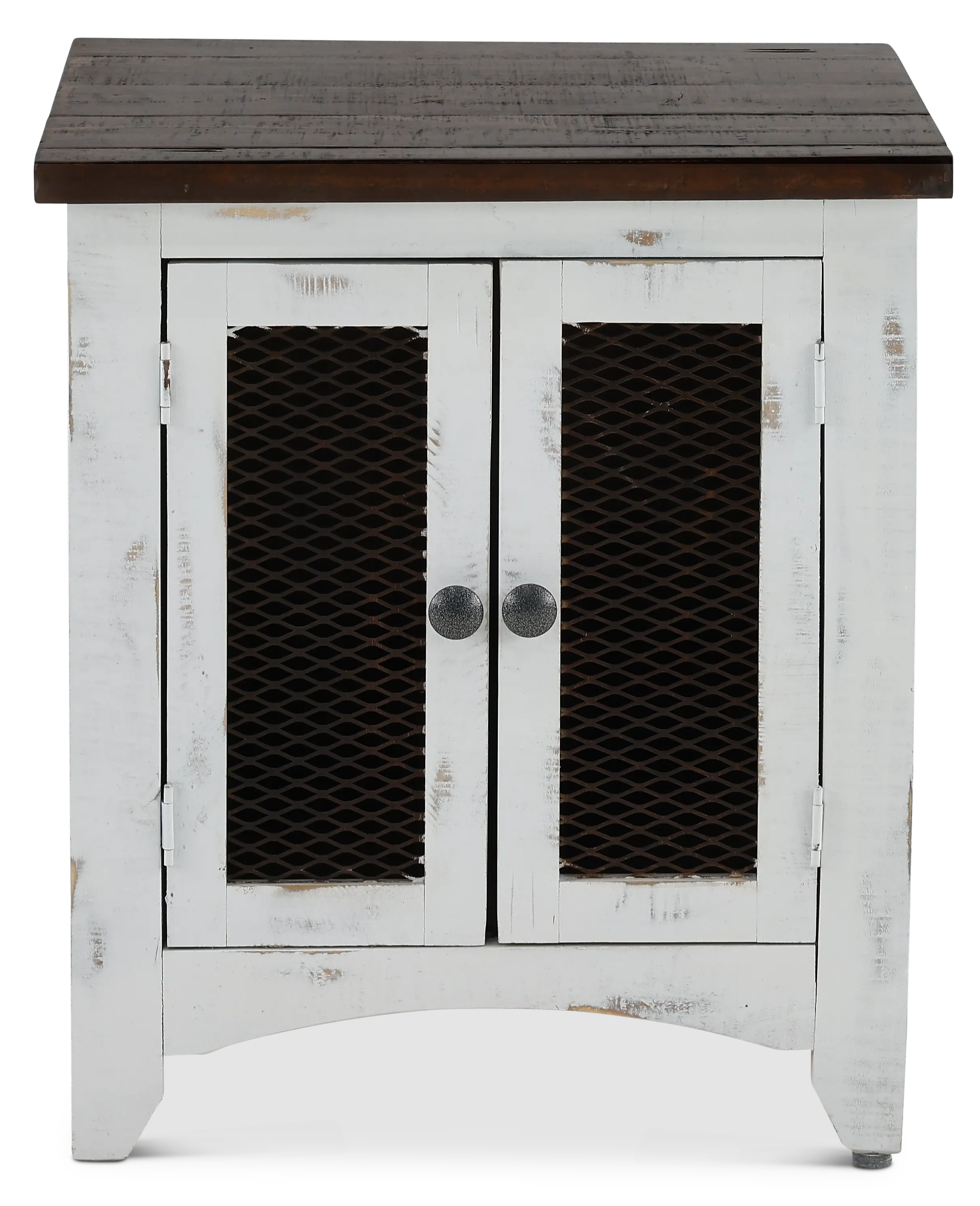 Pueblo Rustic White End Table-1