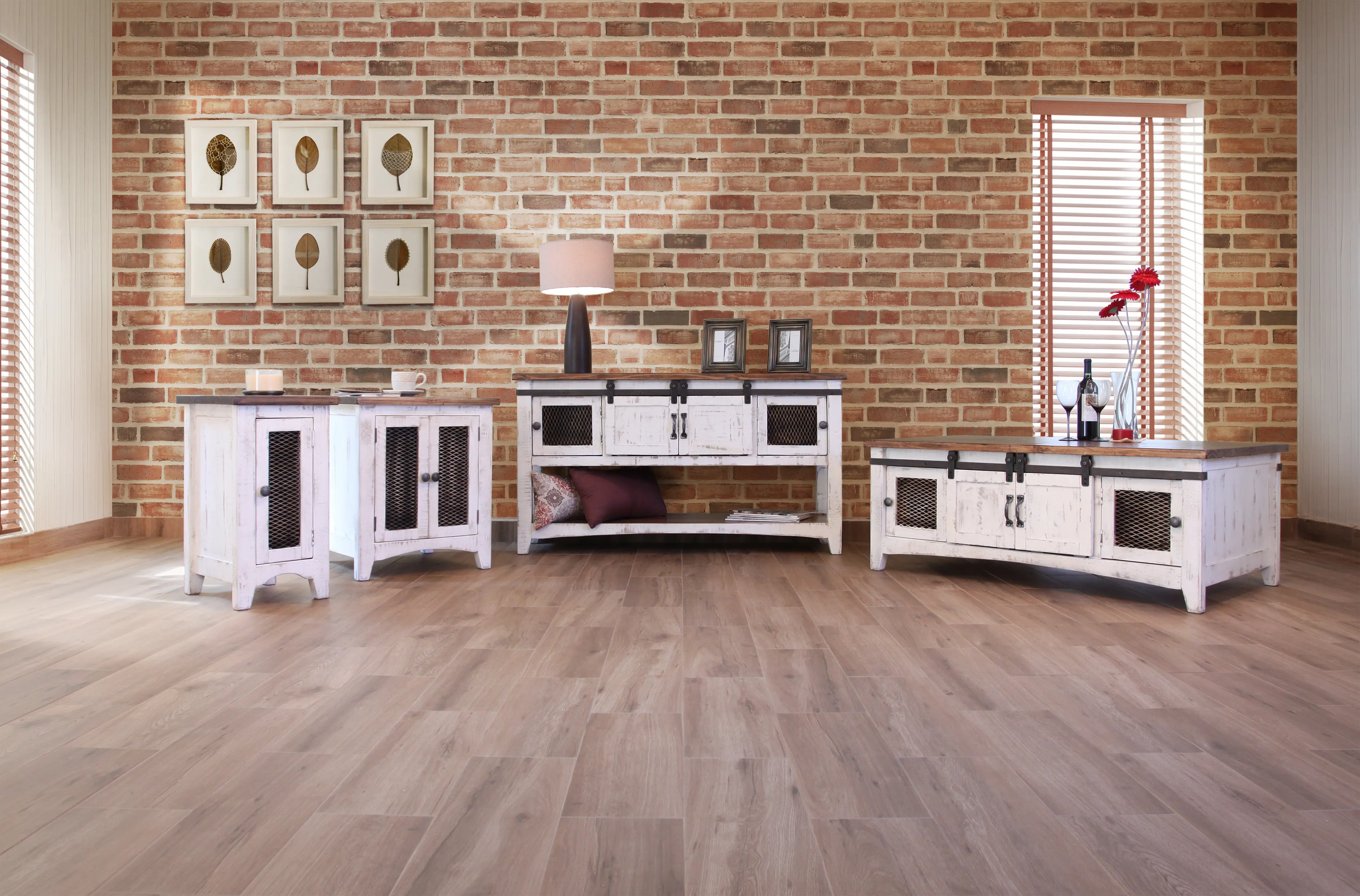 Pueblo Rustic White End Table-2