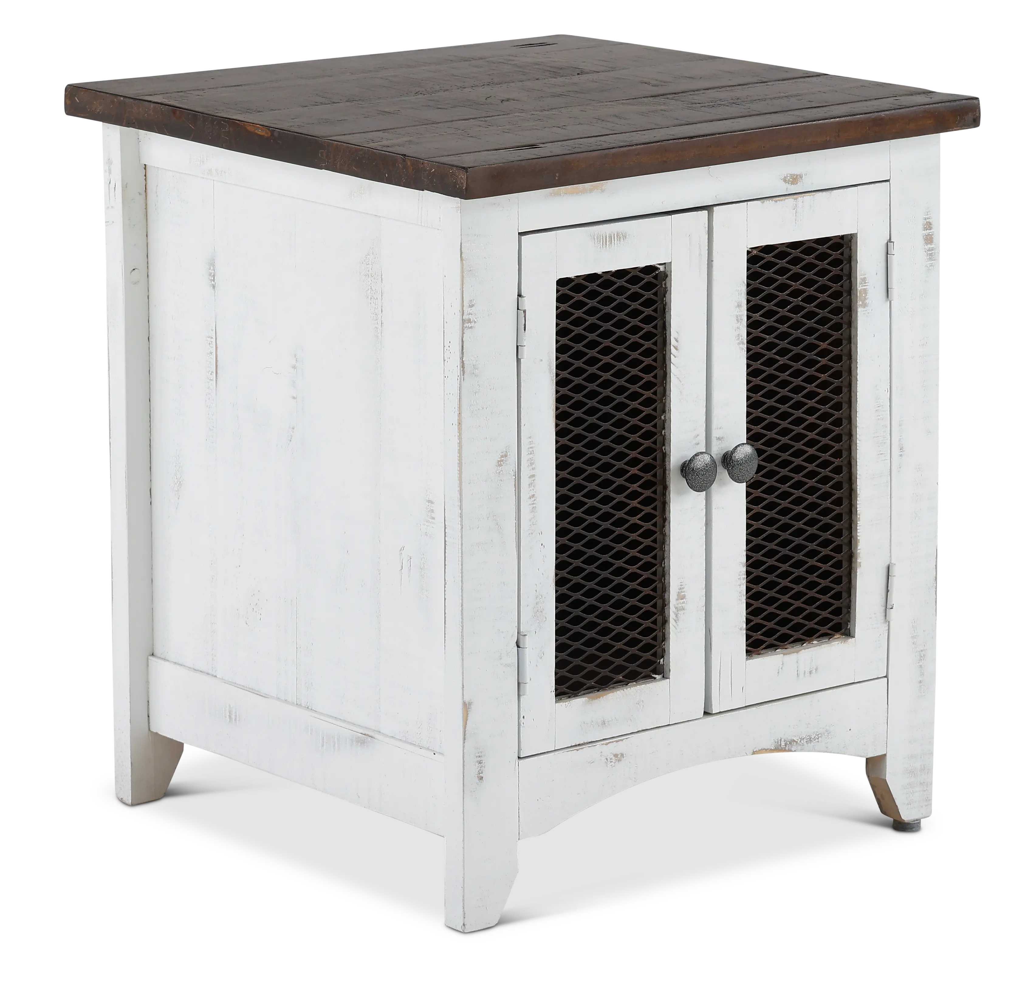 Pueblo Rustic White End Table-4