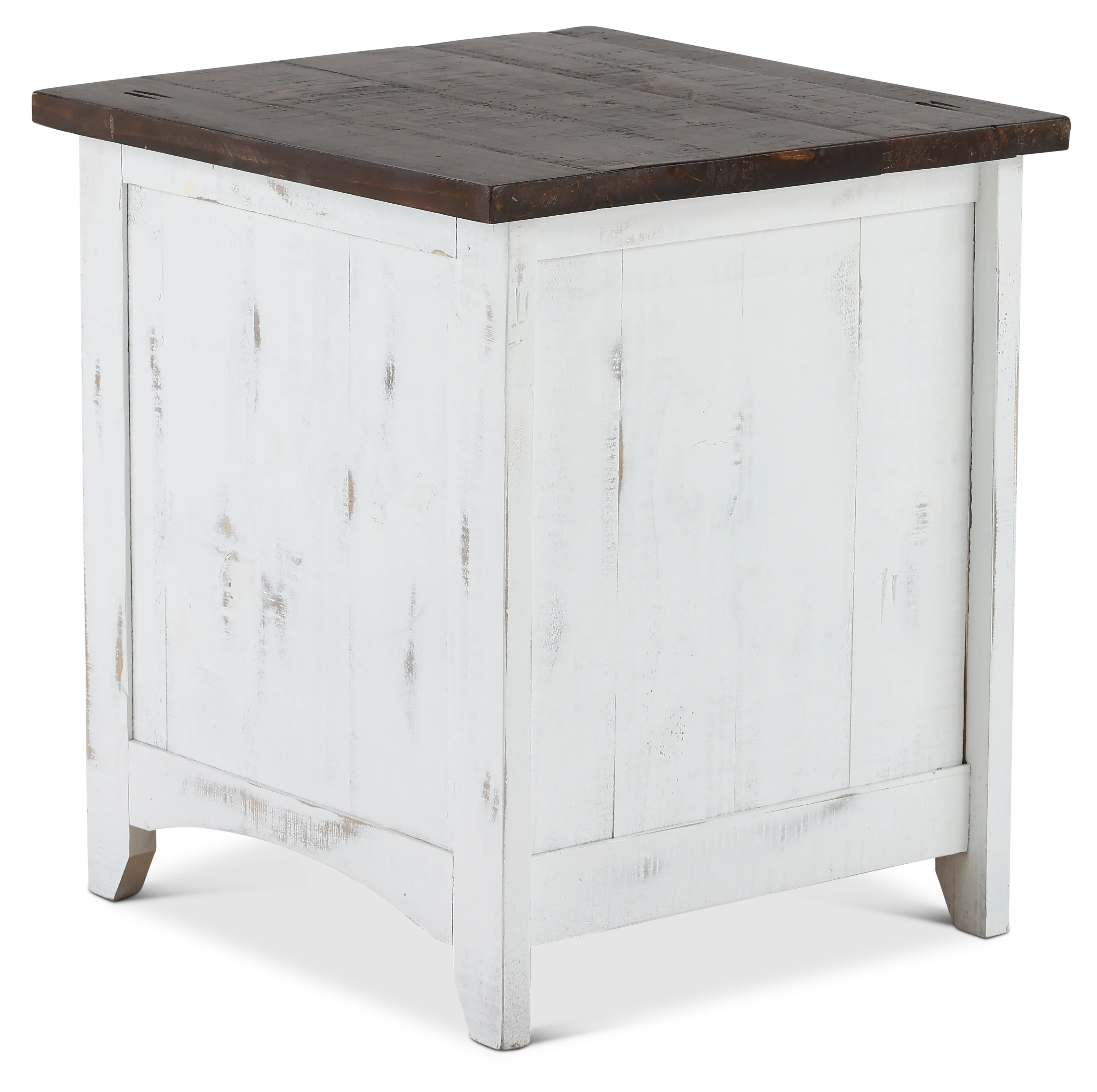 Pueblo Rustic White End Table-5
