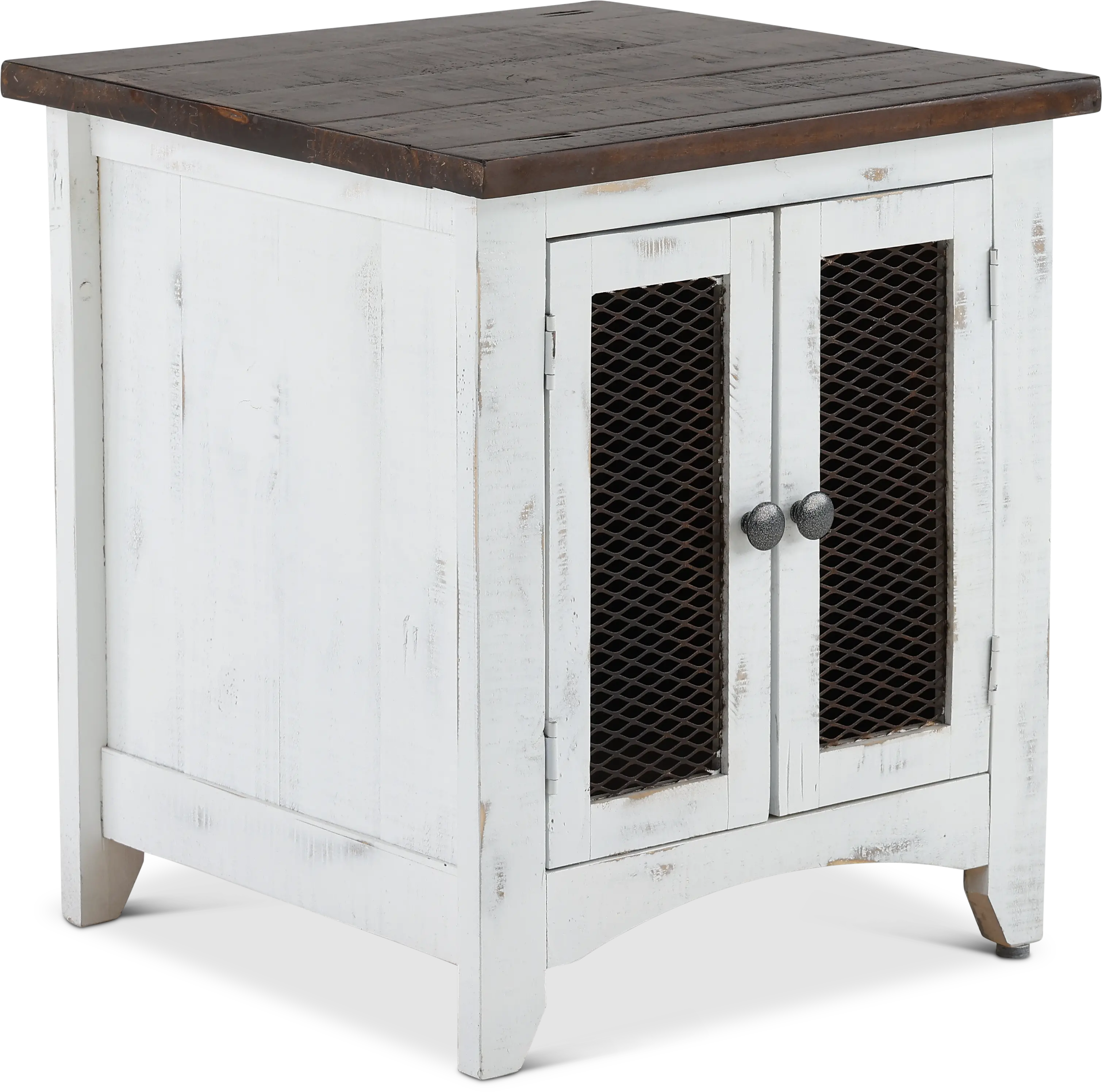 Pueblo Rustic White End Table-8
