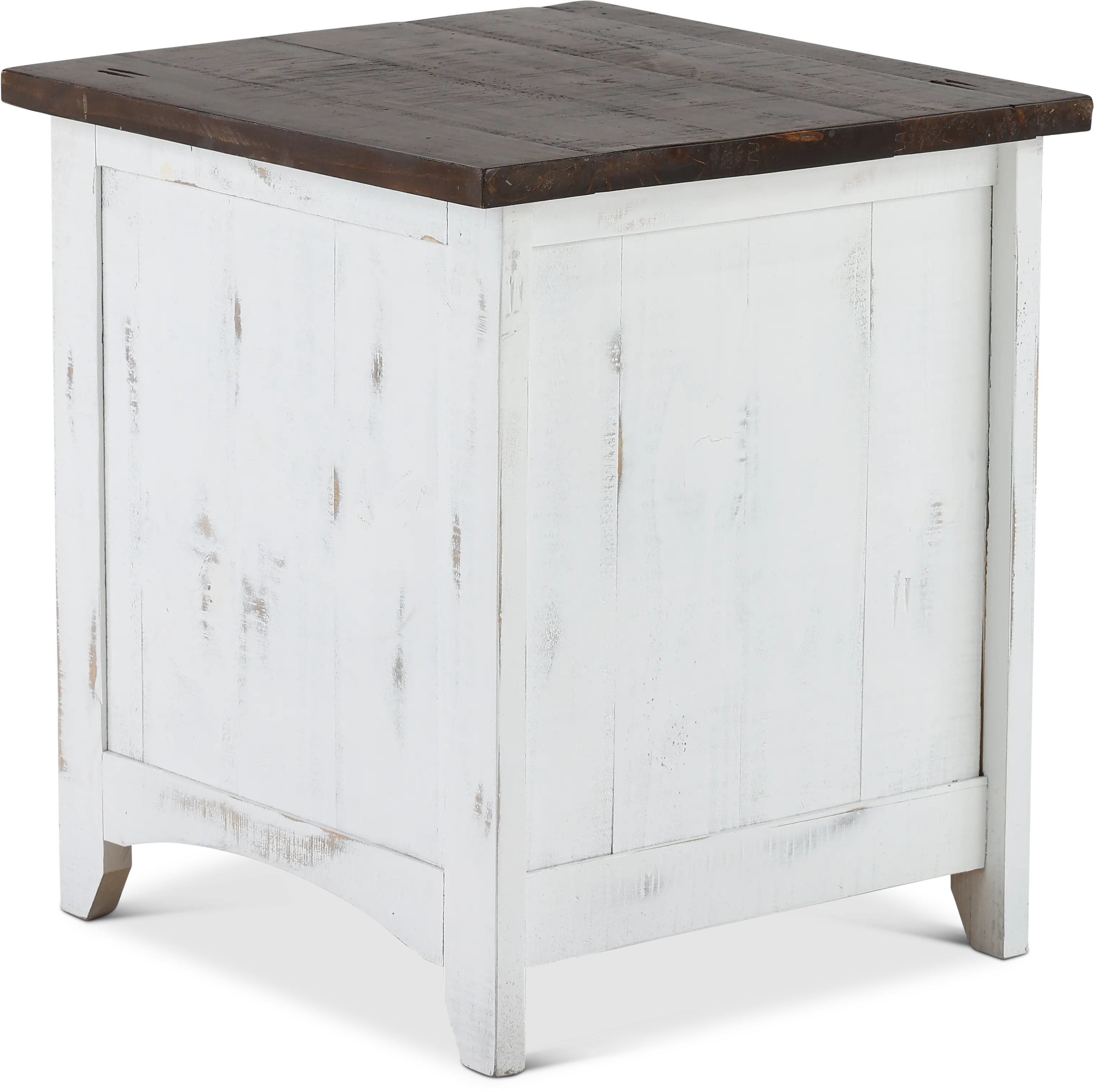 Pueblo Rustic White End Table-9