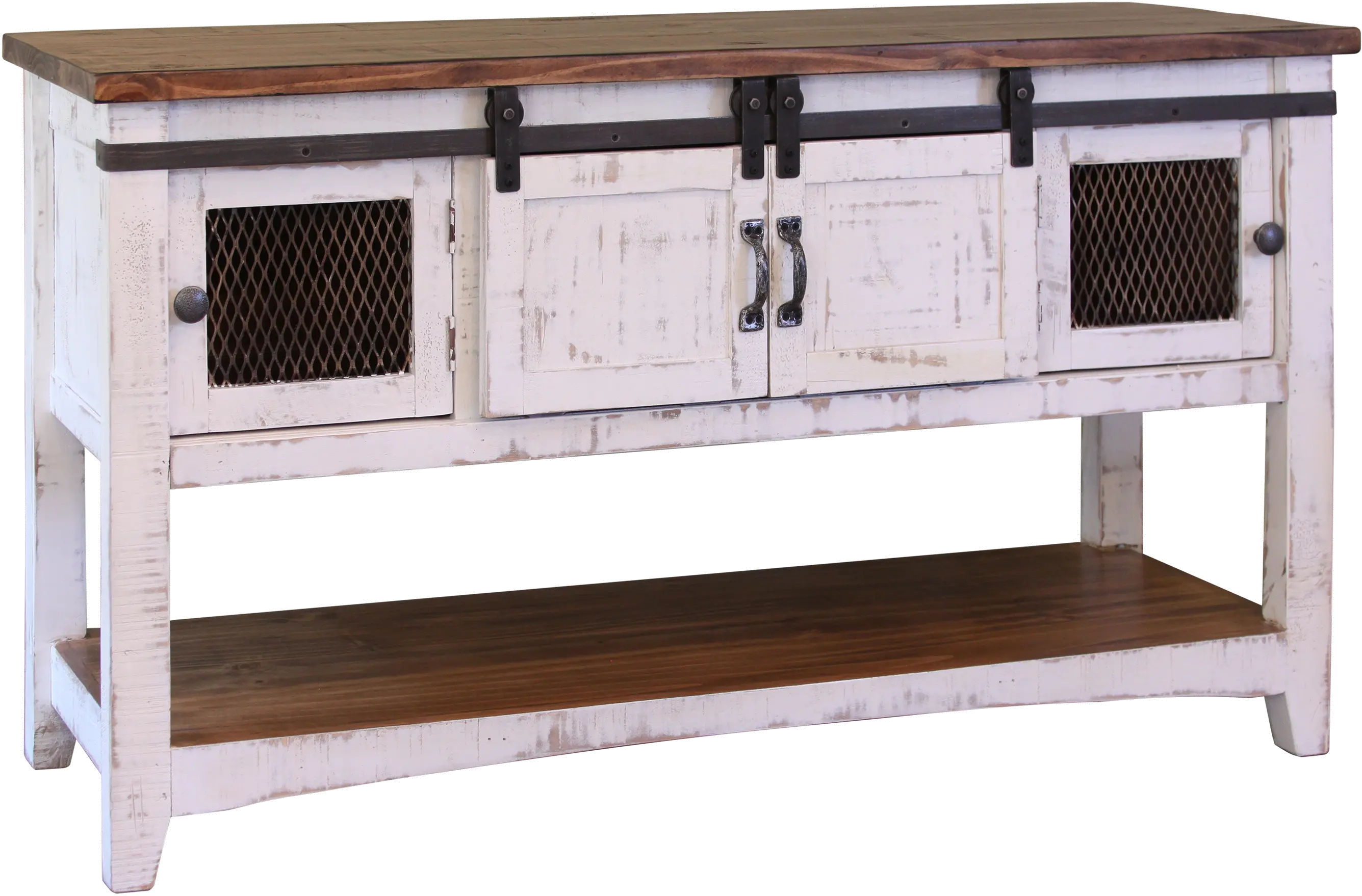 Pueblo Rustic White Console Table-1