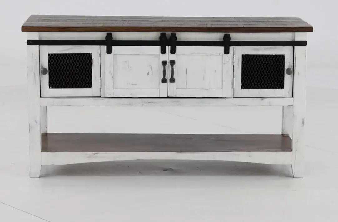Pueblo Rustic White Console Table-5