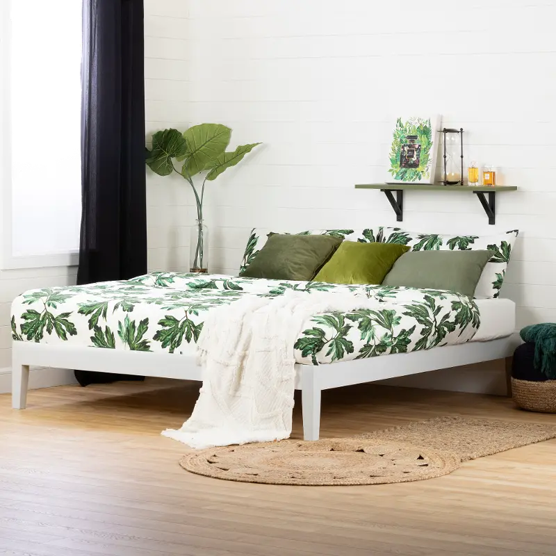 Vito King White Platform Bed- South Shore