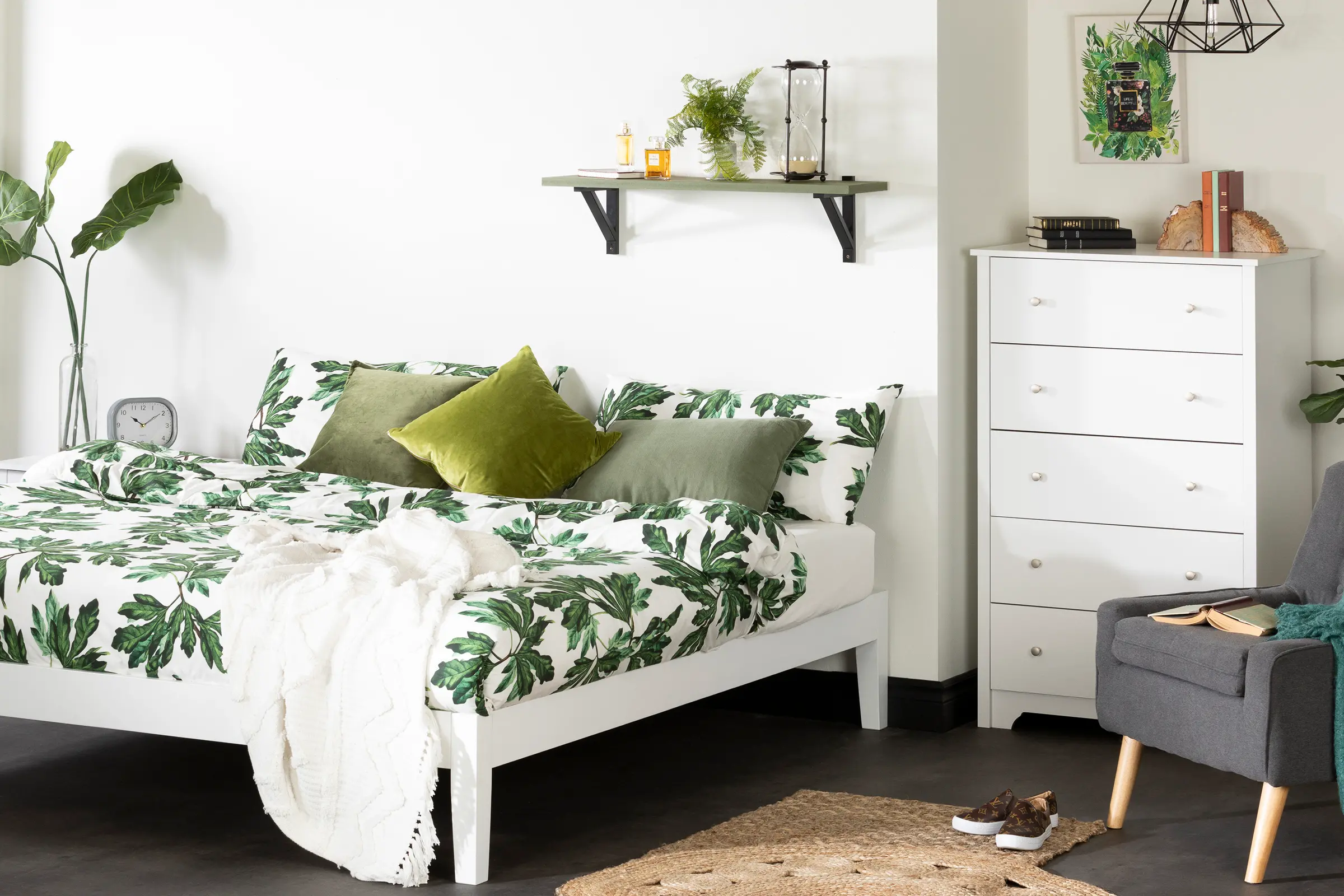 12476 Vito King White Platform Bed- South Shore-5