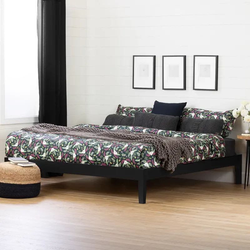 King Black Platform Bed- Vito
