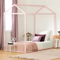 12517 Sweedi Twin Pink Wooden House Bed - South Shore