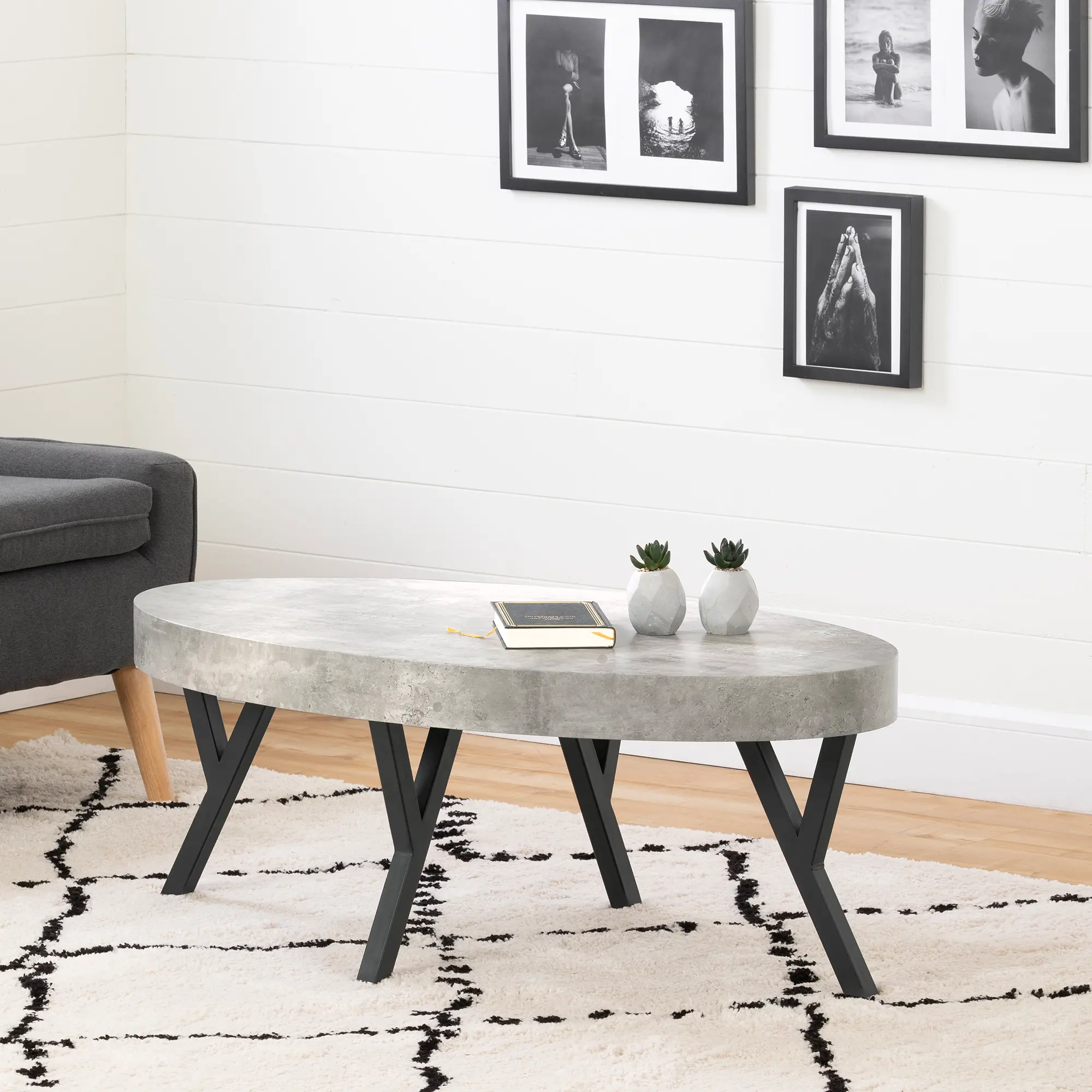 12668 City Life Concrete and Black Coffee Table-2
