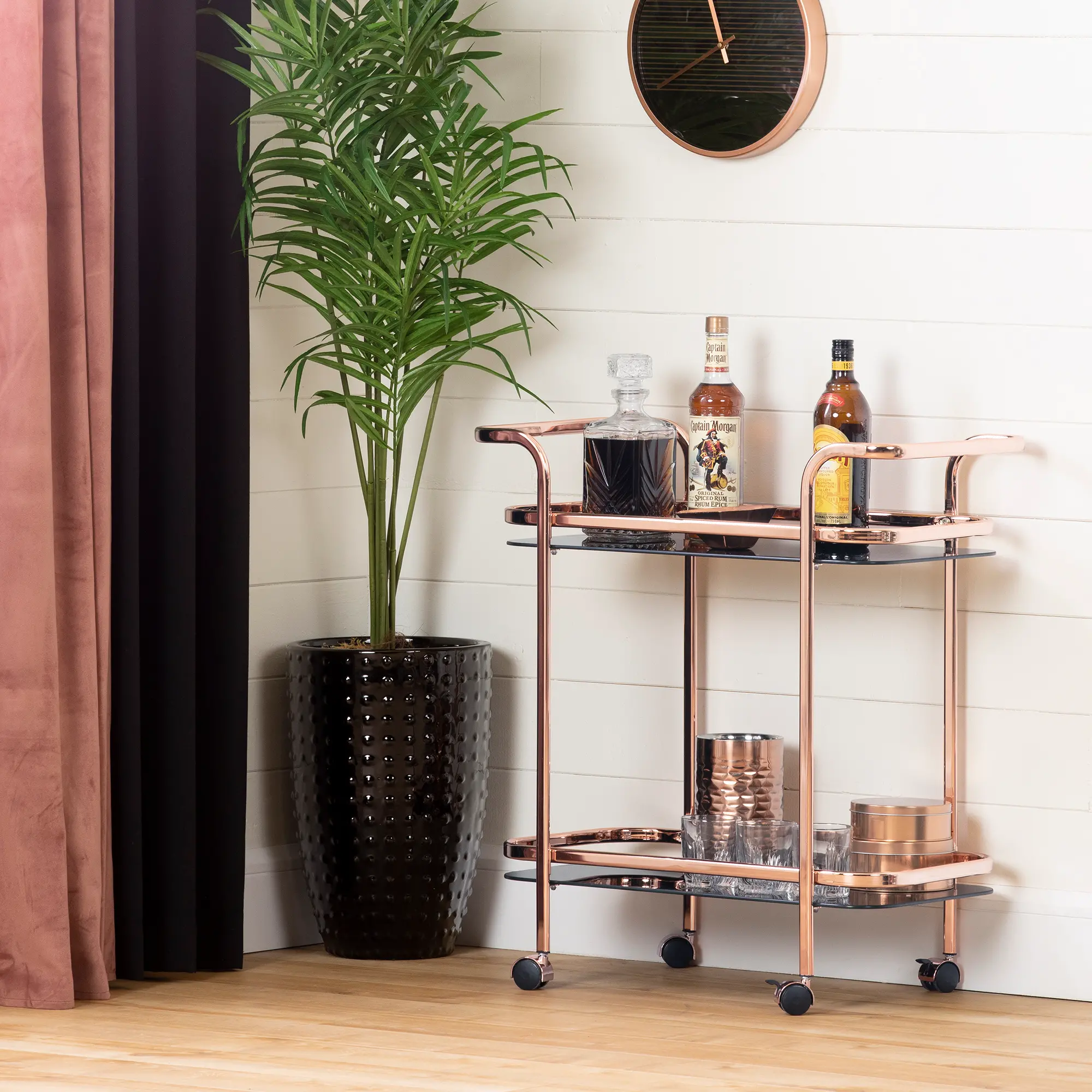12878 Maliza Rose Gold Bar Cart - South Shore-2