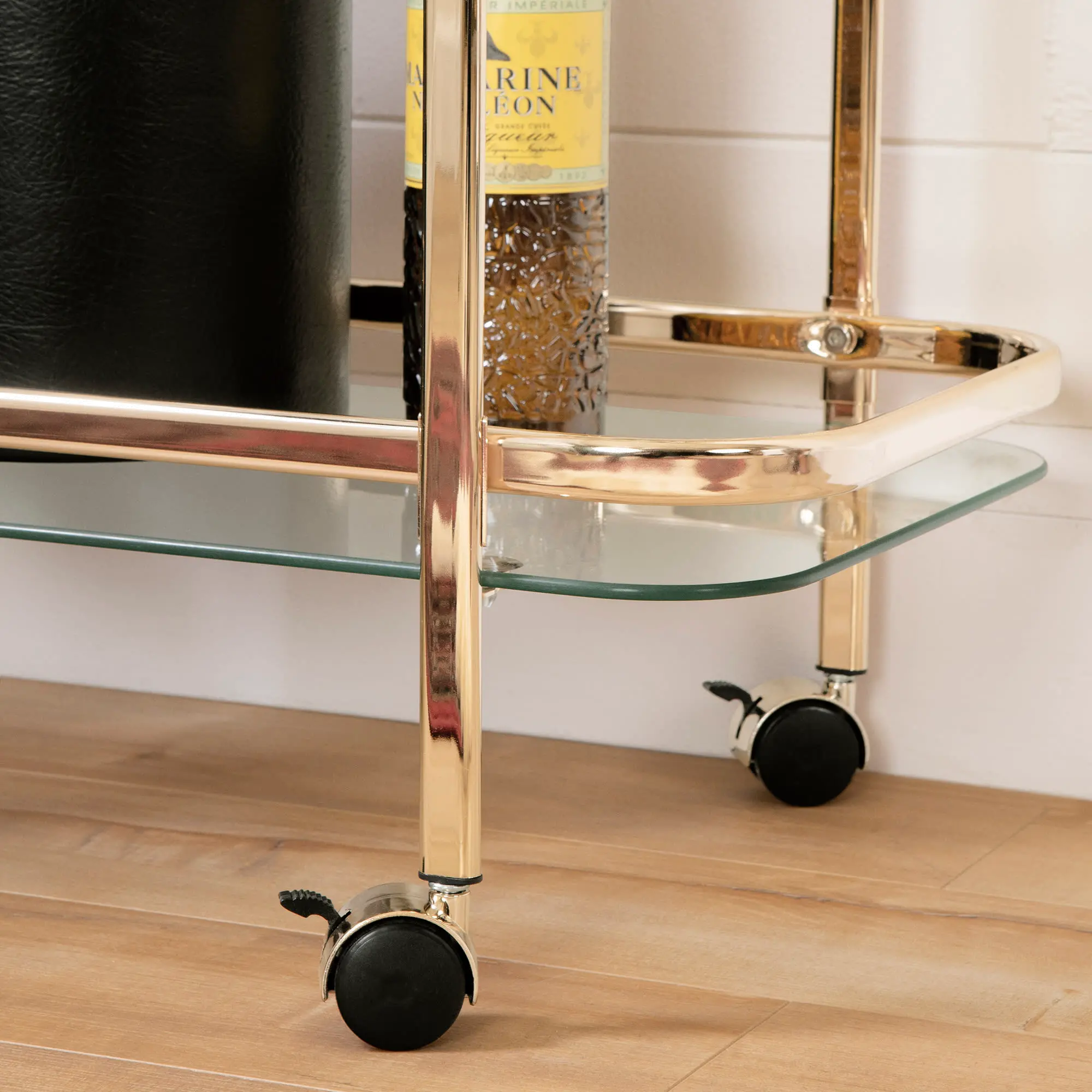12879 Maliza Gold Glass Bar Cart - South Shore-3