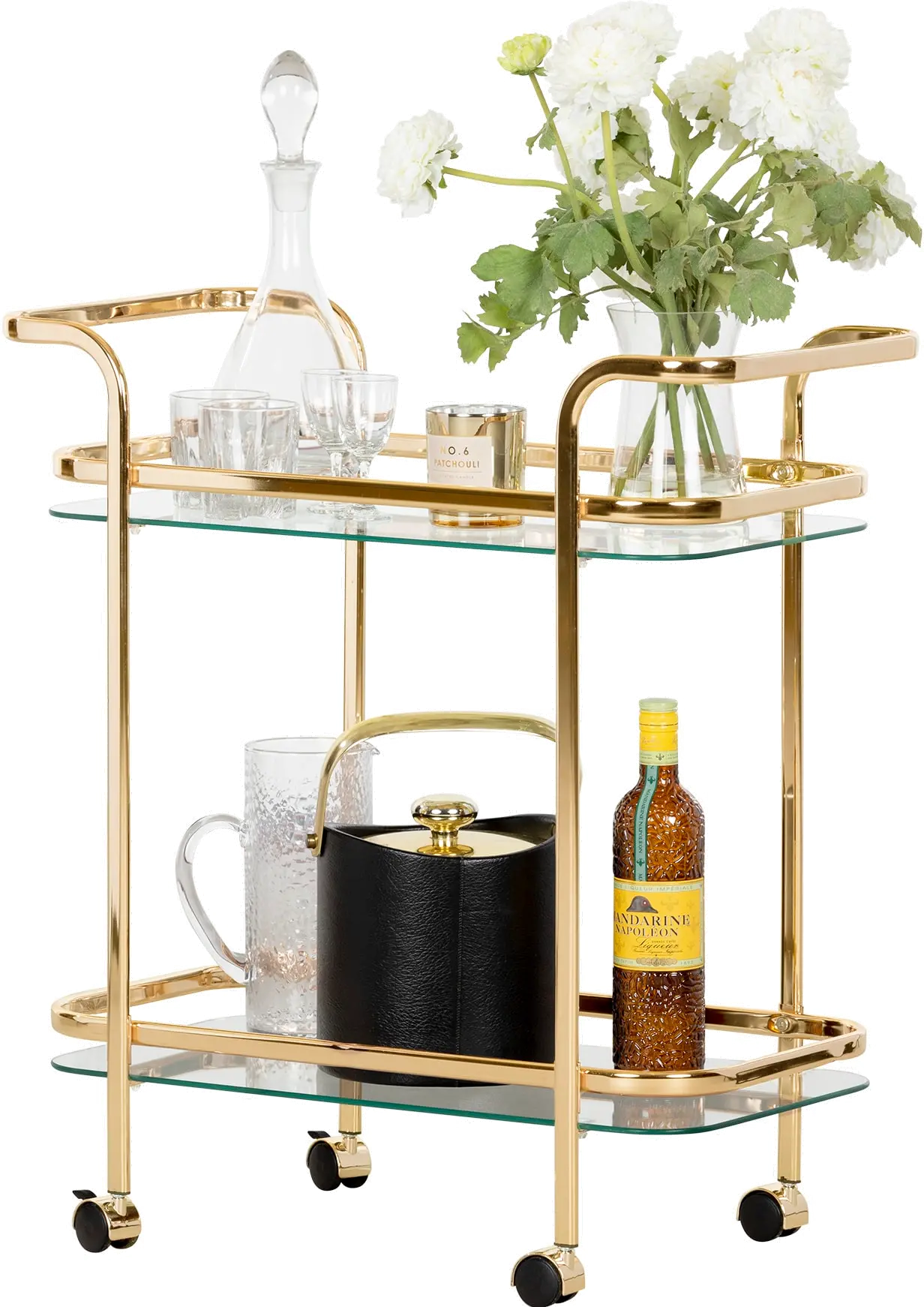 12879 Maliza Gold Glass Bar Cart - South Shore-6
