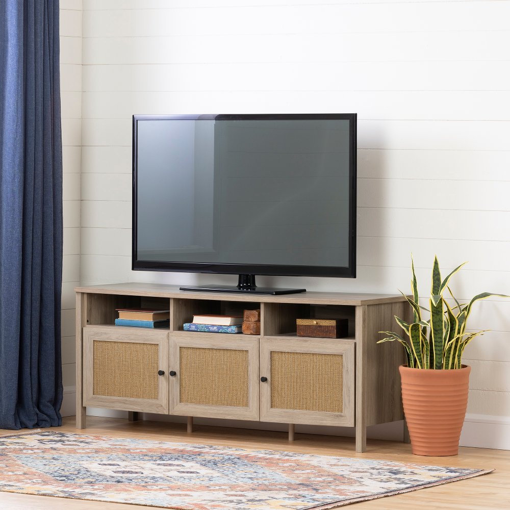 Balka Oak & Faux Rattan TV Stand - South Shore