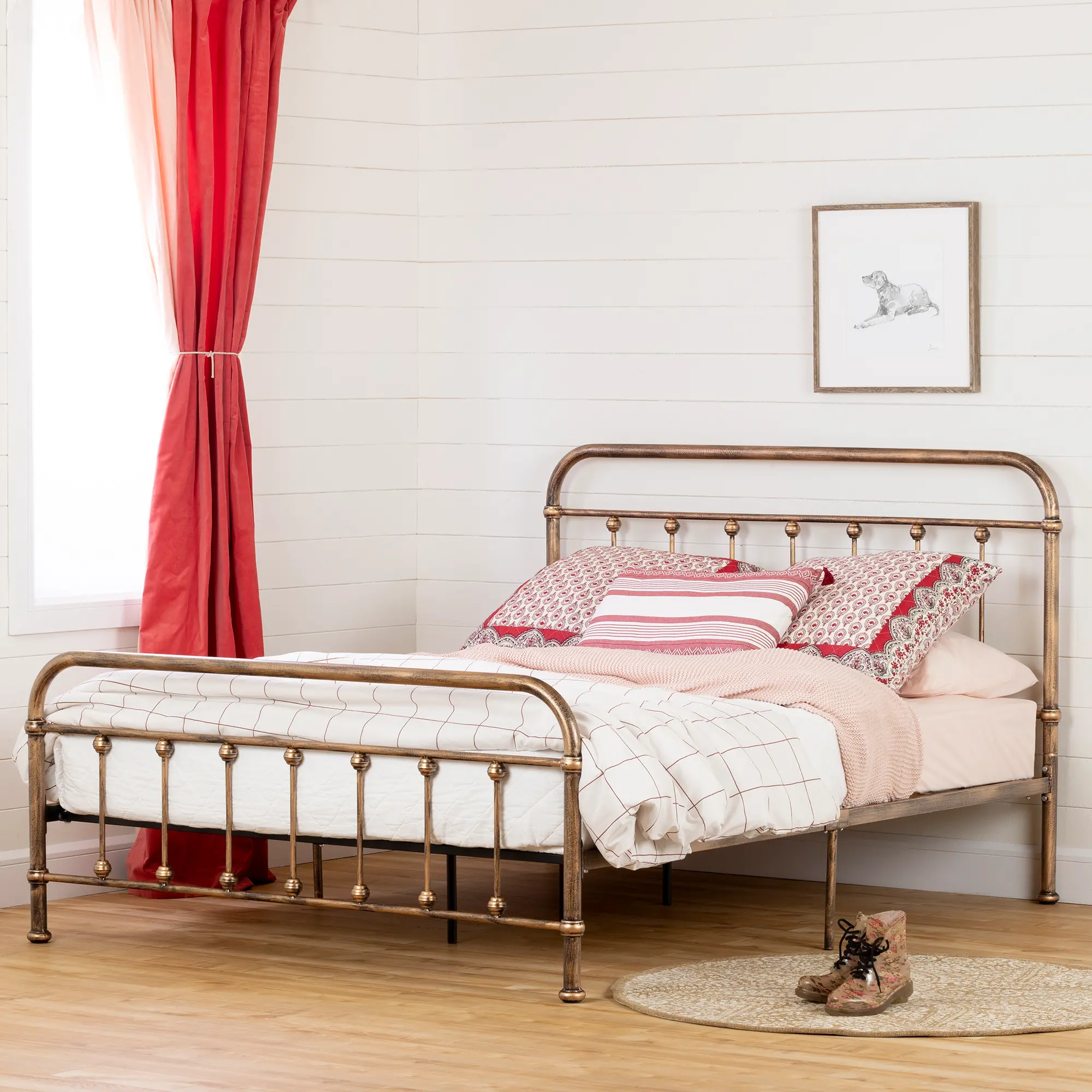 13068 Prairie Bronze Queen Metal Platform Bed - South Shore-2