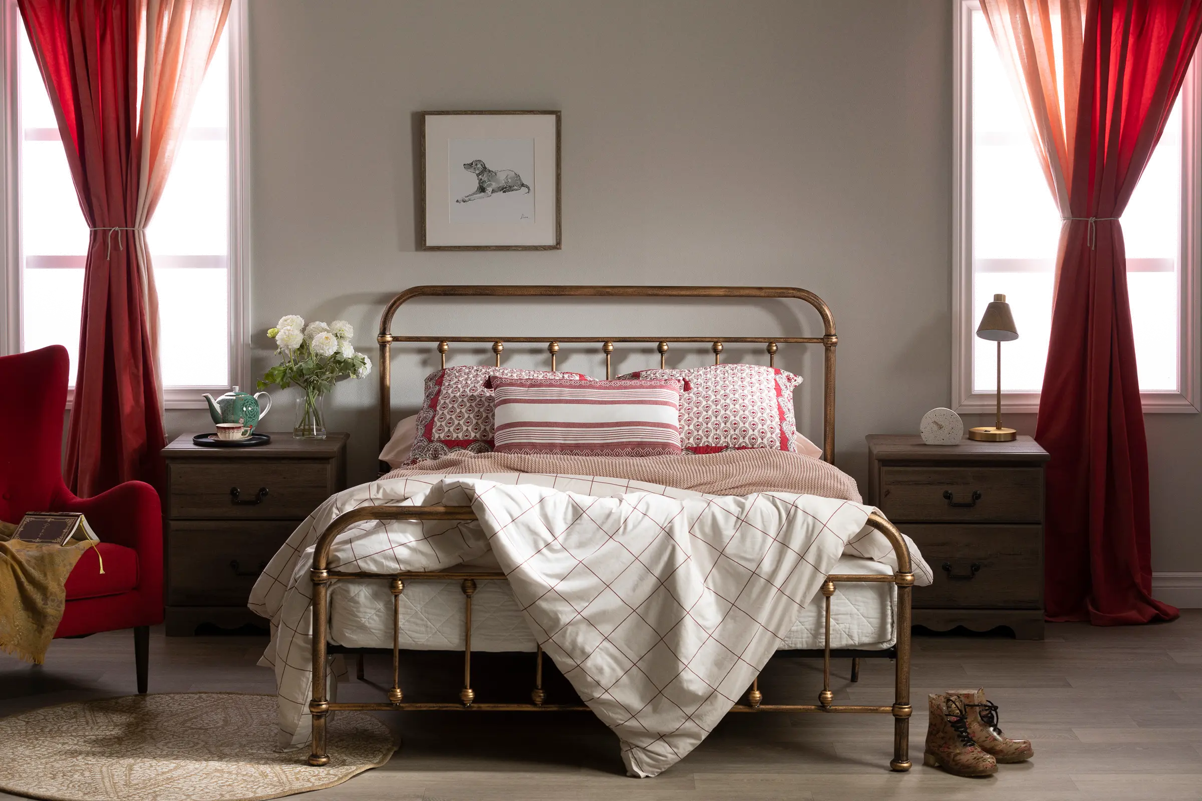 13068 Prairie Bronze Queen Metal Platform Bed - South Shore-5
