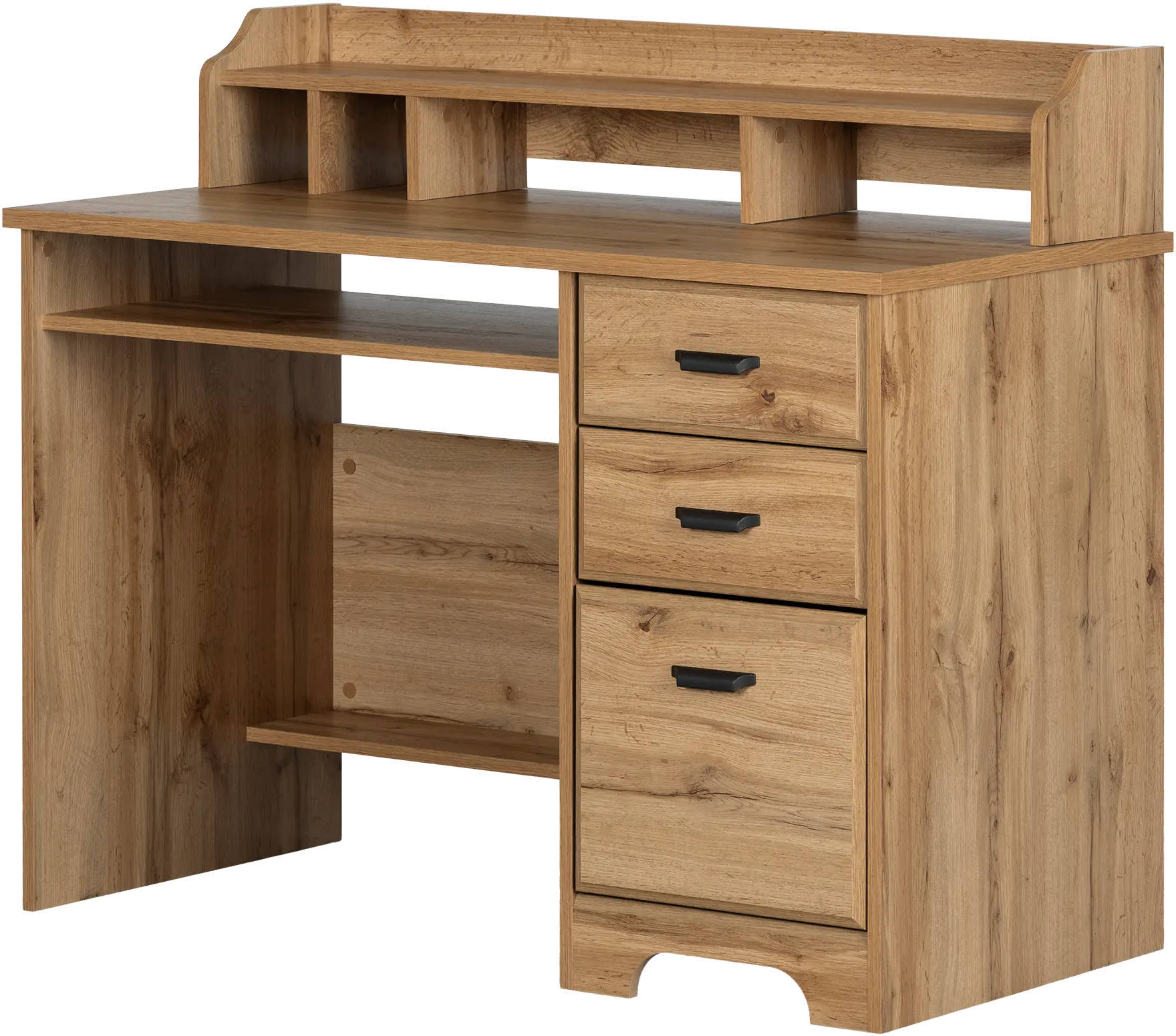 13120 Versa Light Brown Oak Desk with Hutch - South Shore-1