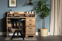 13120 Versa Light Brown Oak Desk with Hutch