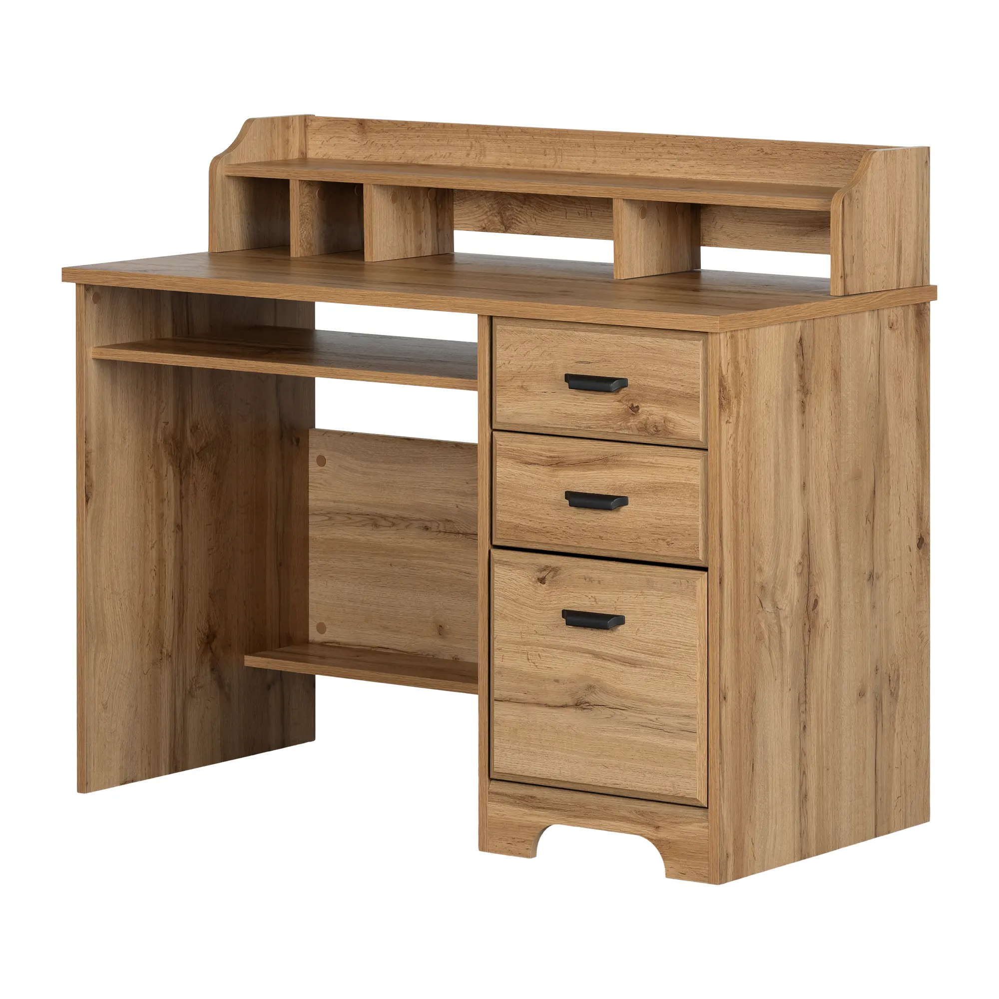 13120 Versa Light Brown Oak Desk with Hutch-2