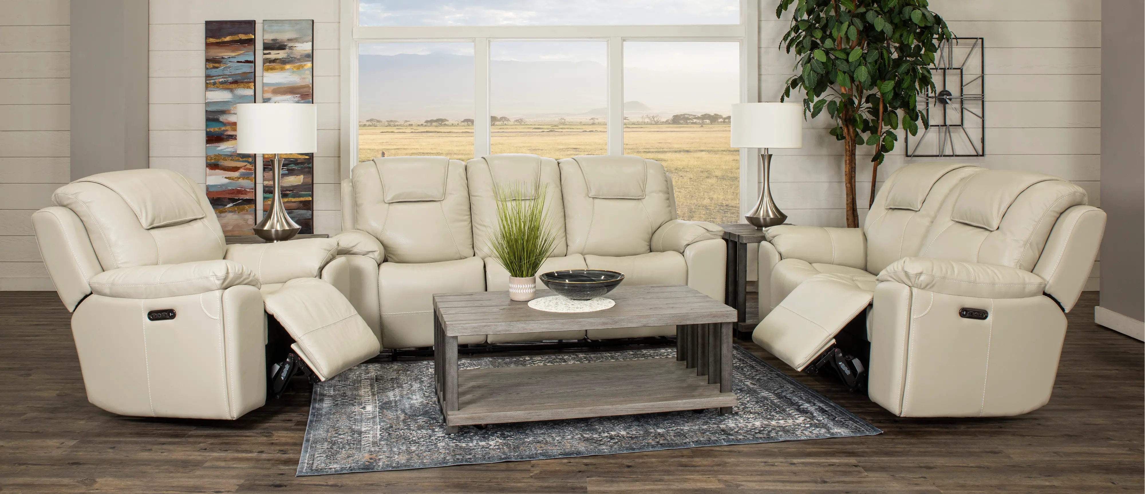 Chandler Linen Wall Saver Power Recliner with Hidden Cup Holders-2