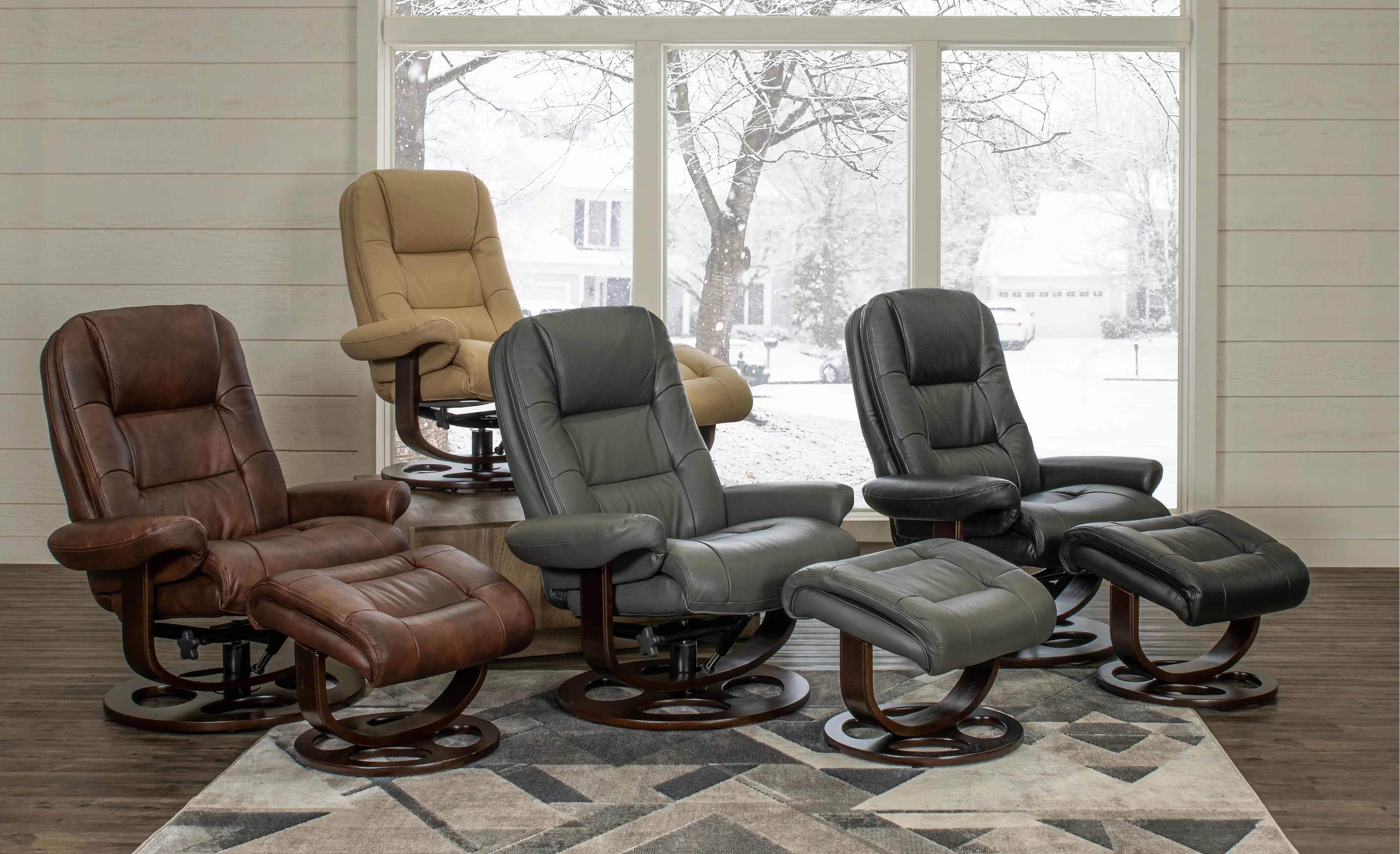 Wasatch Whiskey Brown Leather Swivel Recliner with Matching Ottoman-6