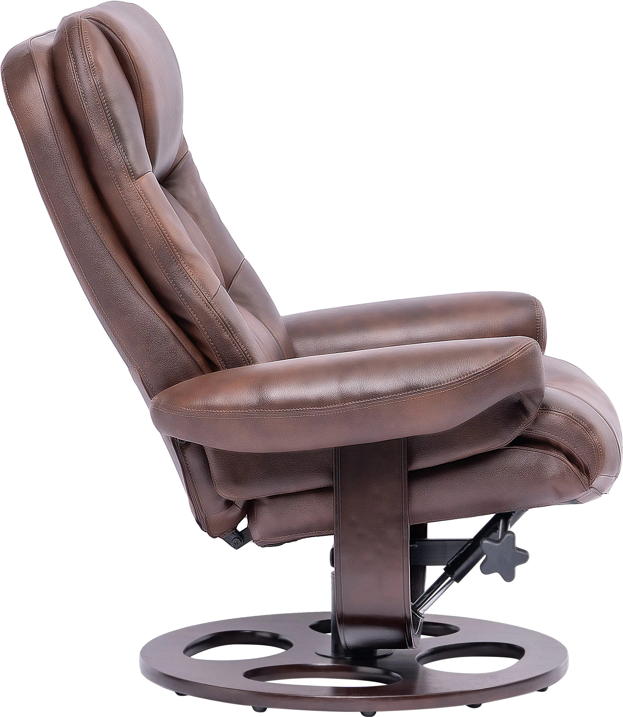 Wasatch Whiskey Brown Leather Swivel Recliner with Matching Ottoman-3