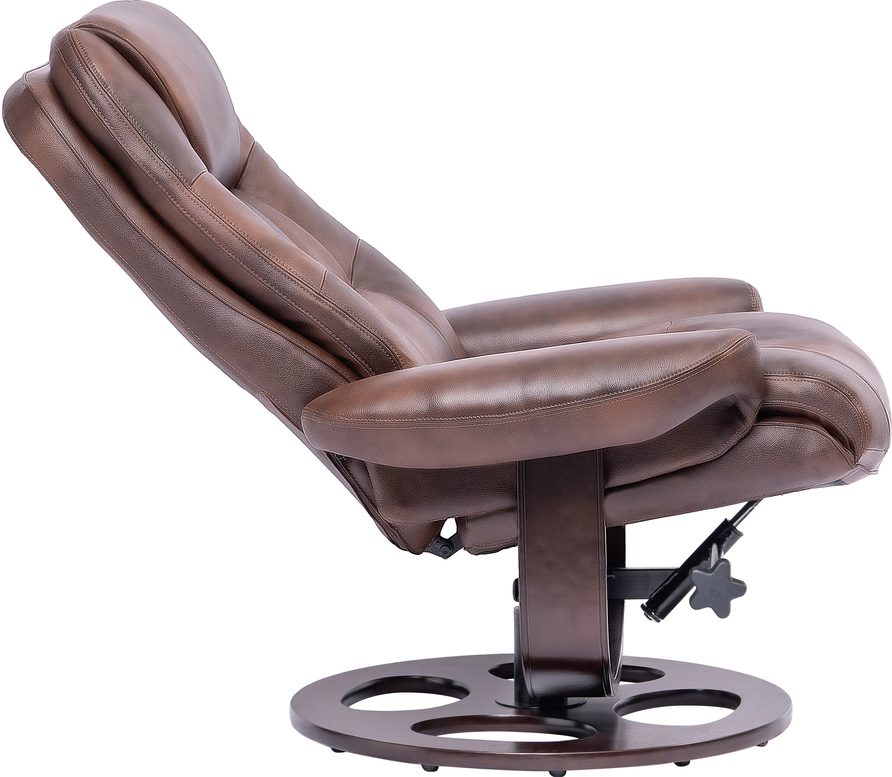 Wasatch Whiskey Brown Leather Swivel Recliner with Matching Ottoman-4