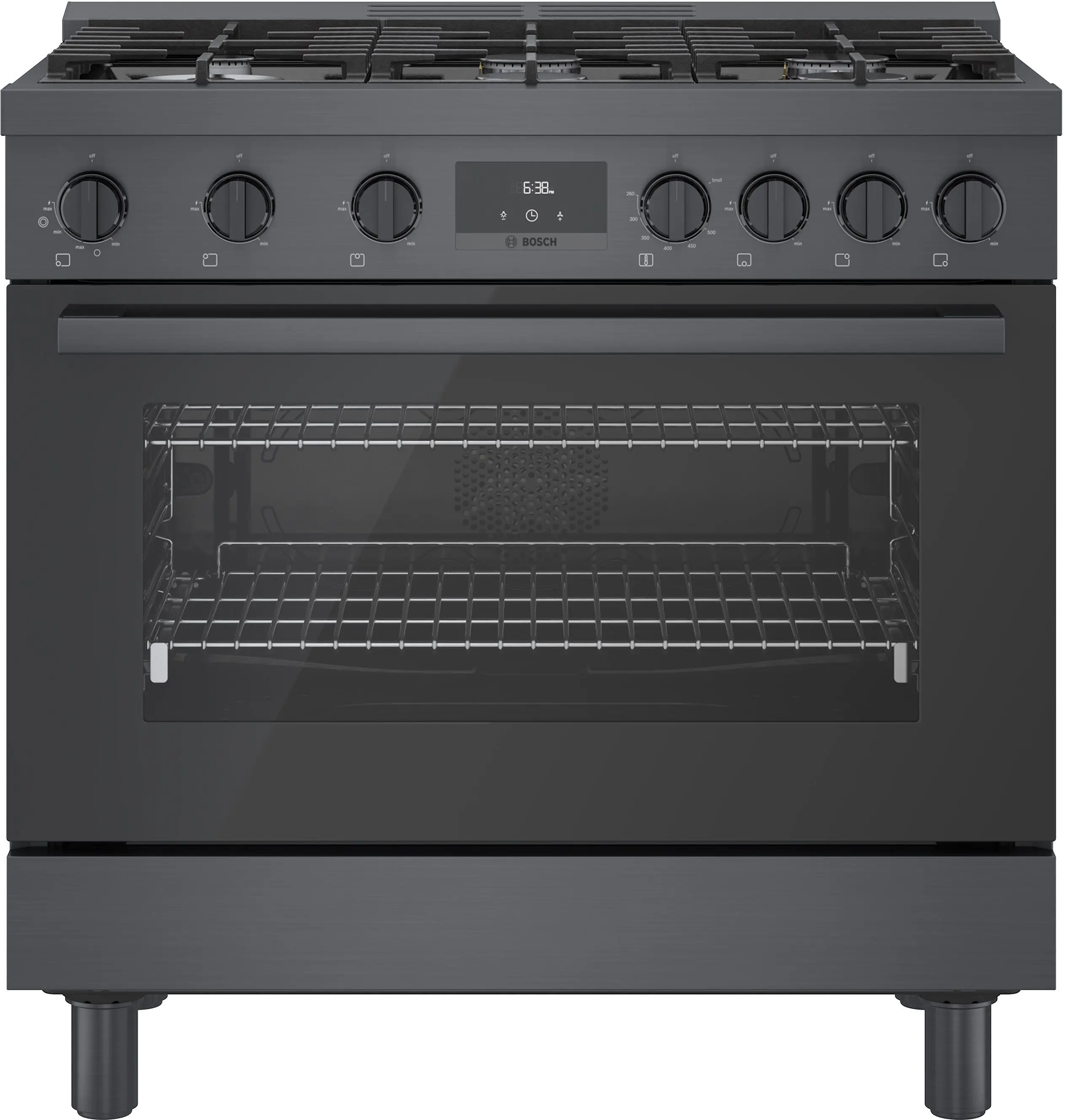 HGS8645UC Bosch 800 Series 3.4 cu ft Gas Range - Black Stainless Steel 36 Inch-1