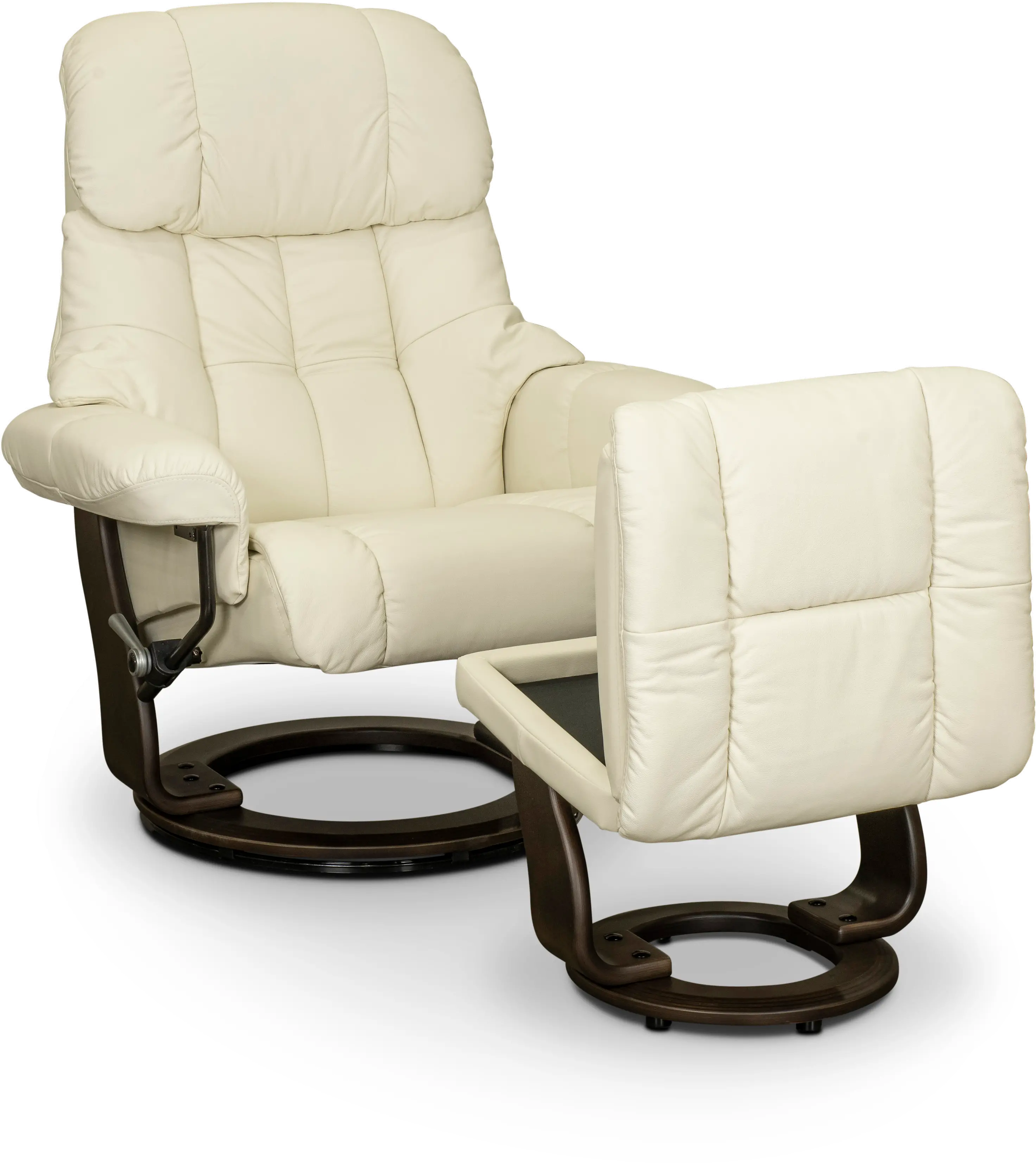 Zen Snow White Leather Recliner with Storage Ottoman-3