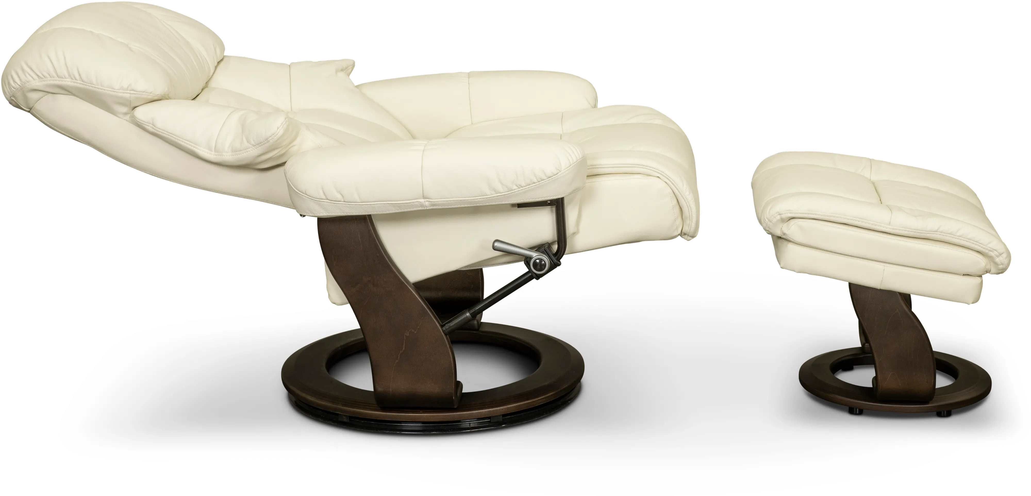 Zen Snow White Leather Recliner with Storage Ottoman-4