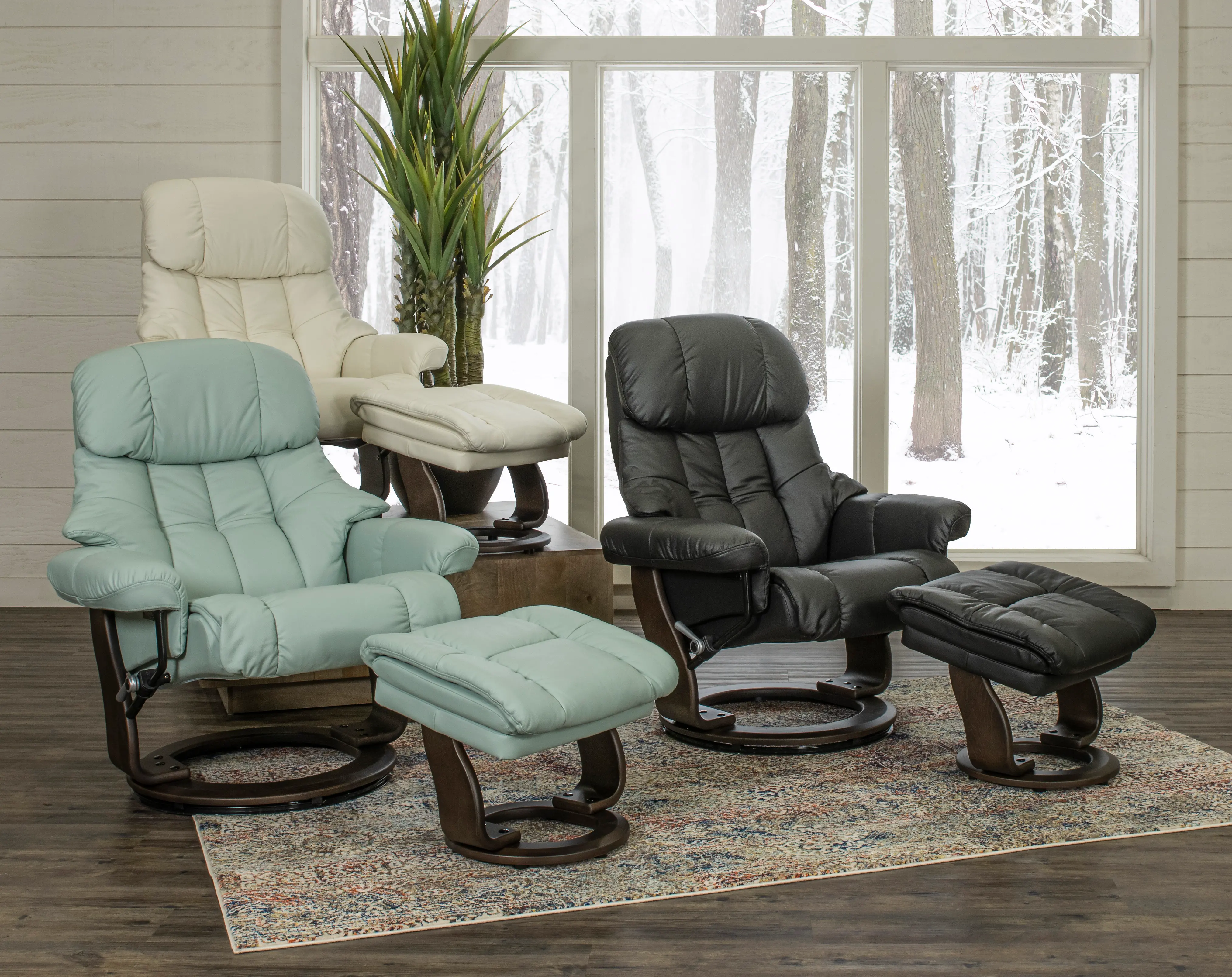 Zen Snow White Leather Recliner with Storage Ottoman-2