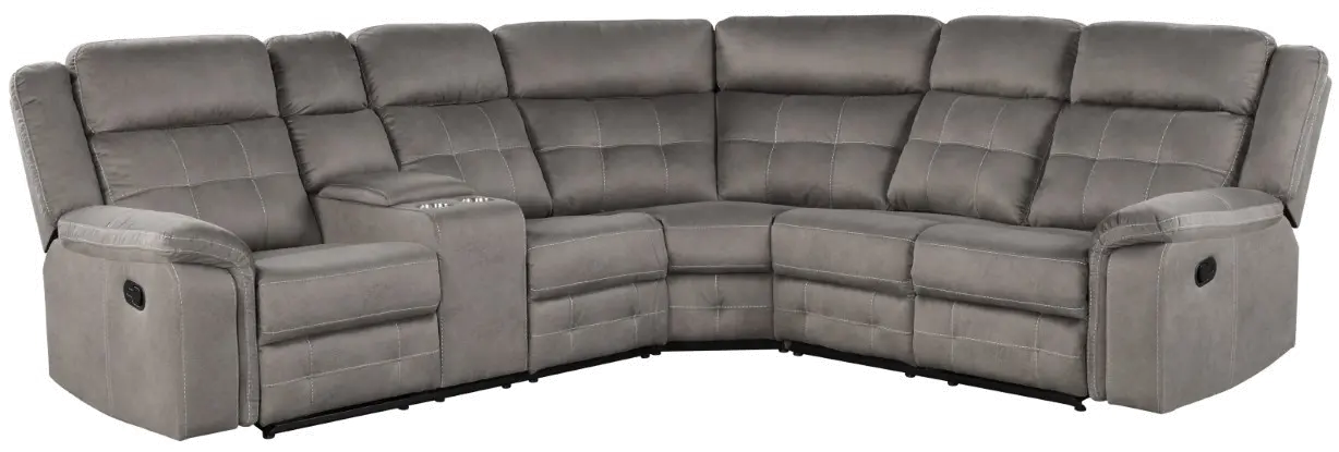 Keystone Gray 3 Piece Reclining Sectional with Console-1