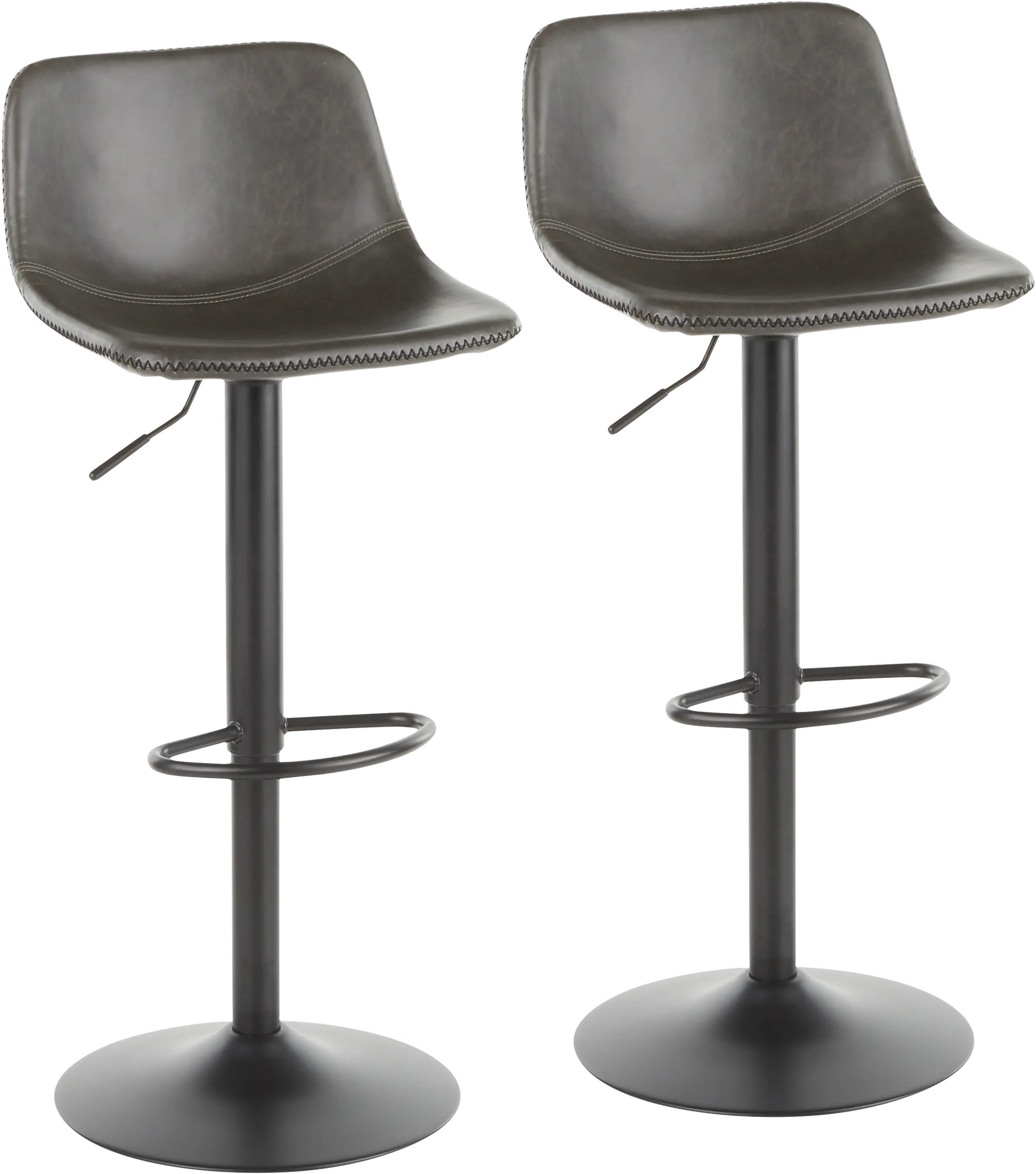BS-DUKE BKGY2 Industrial Gray Metal Adjustable Height Swivel Bar Stool (Set of 2) - Duke-1