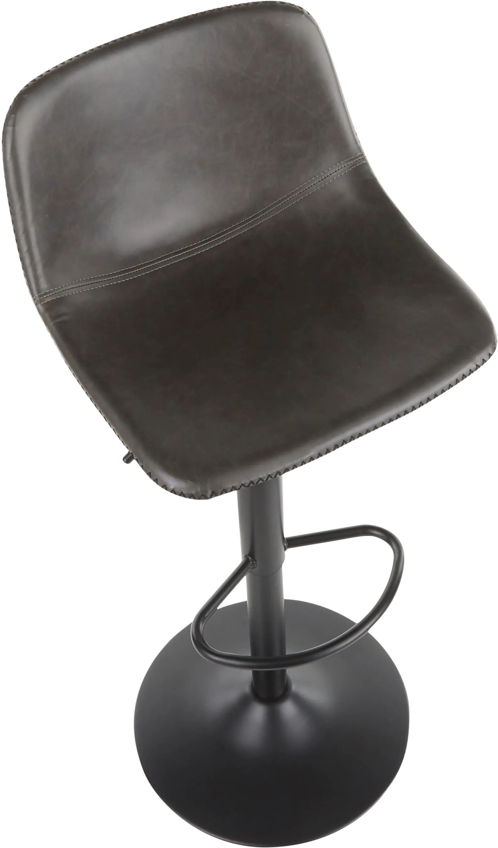 BS-DUKE BKGY2 Industrial Gray Metal Adjustable Height Swivel Bar Stool (Set of 2) - Duke-6