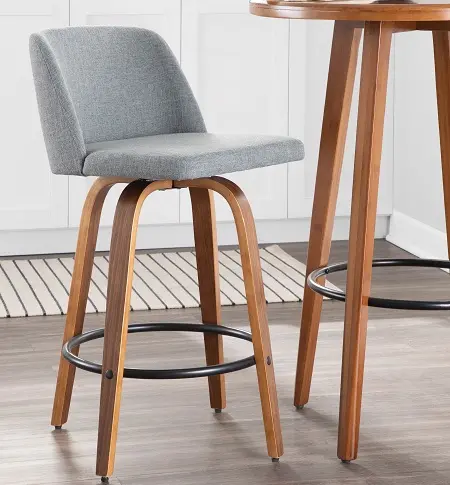 B26-TRNO2Q WLGY2 Mid Century Modern Brown and Gray Counter Height Stool (Set of 2) - Tintori-2