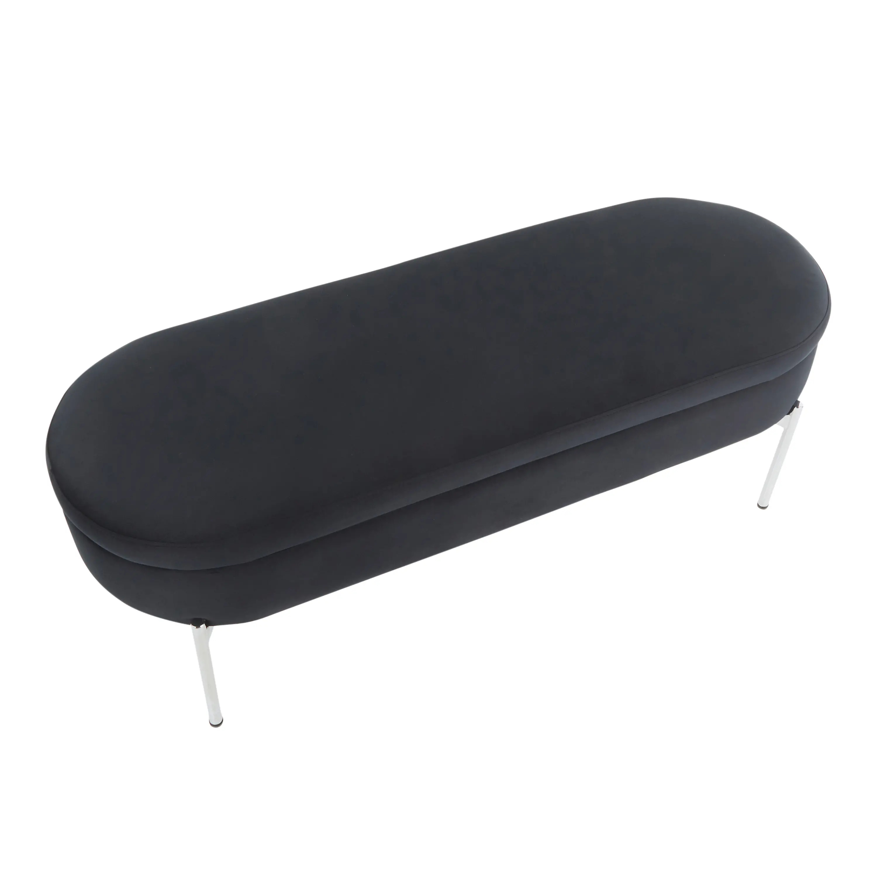 BC-CHLOE STOR VBK Glam Black Velvet Storage Bench with Chrome Base - Chloe-10