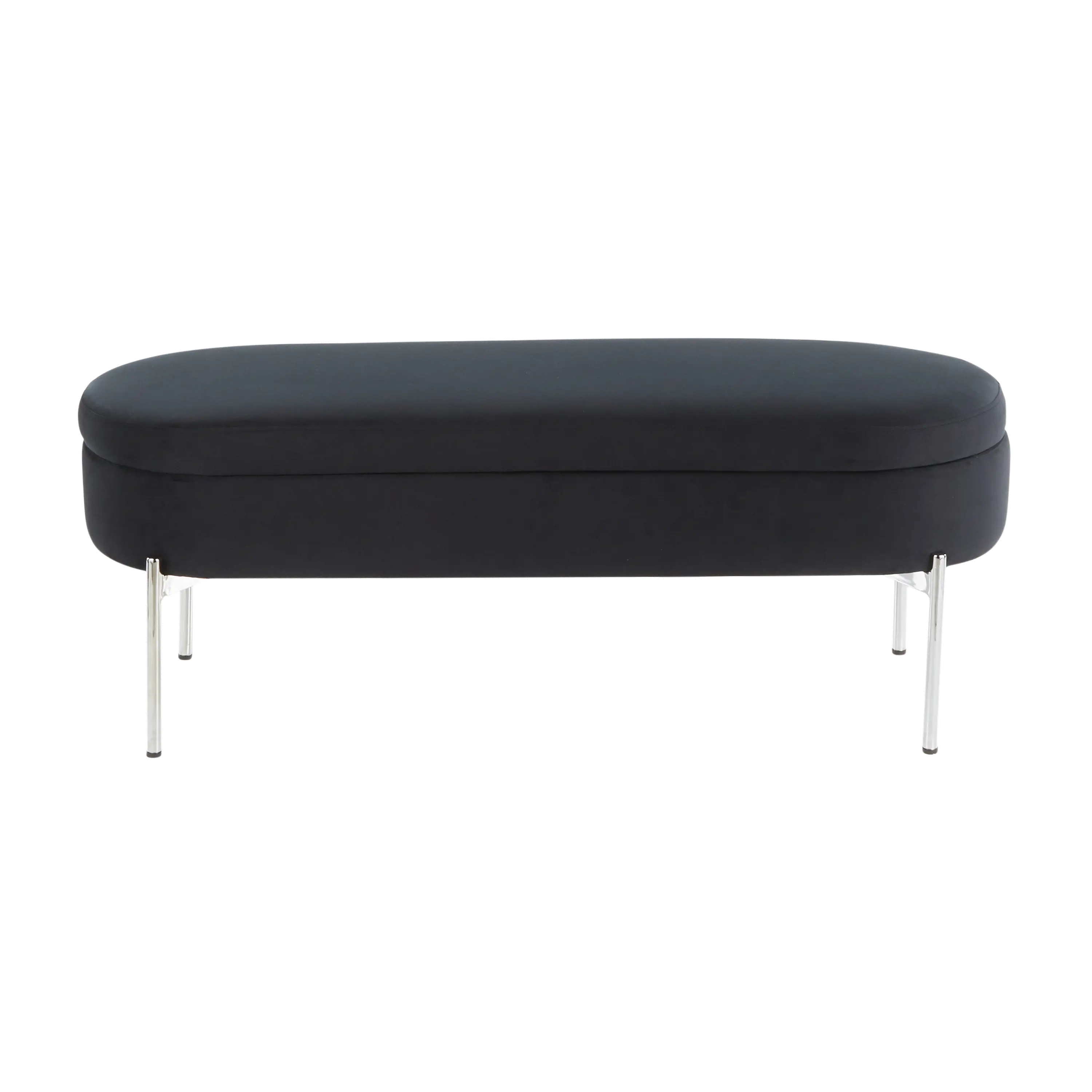 BC-CHLOE STOR VBK Glam Black Velvet Storage Bench with Chrome Base - Chloe-4