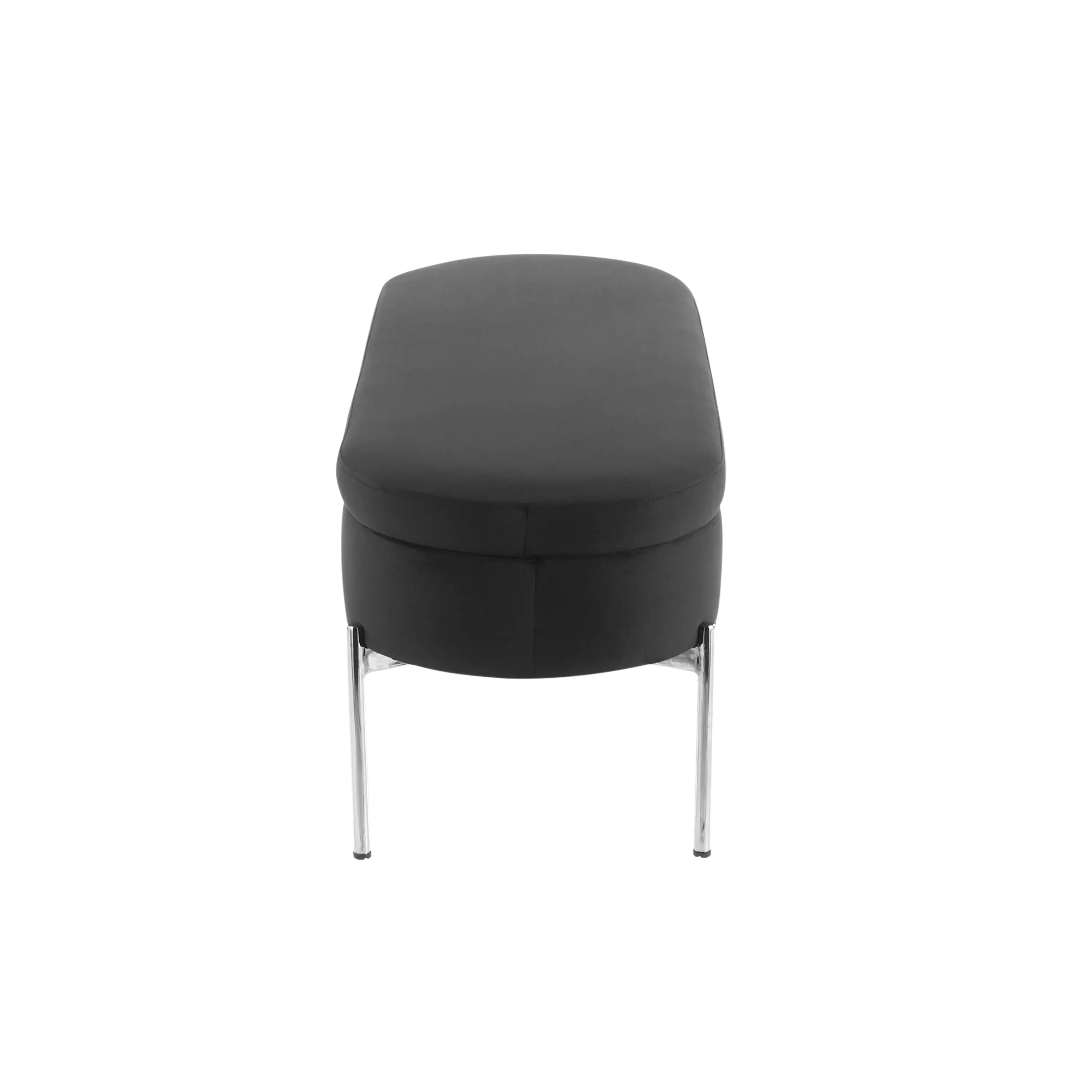 BC-CHLOE STOR VBK Glam Black Velvet Storage Bench with Chrome Base - Chloe-5