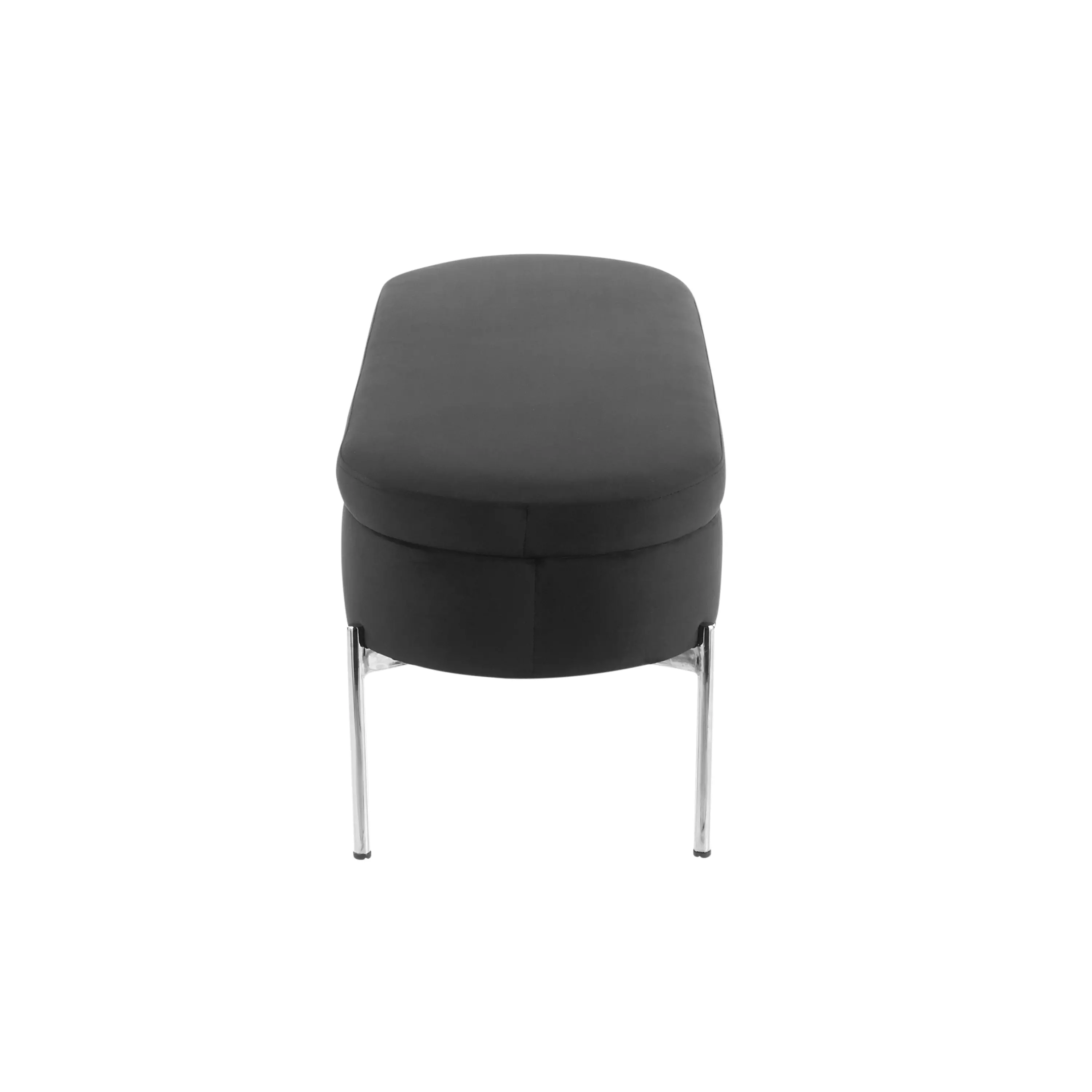 BC-CHLOE STOR VBK Glam Black Velvet Storage Bench with Chrome Base - Chloe-7