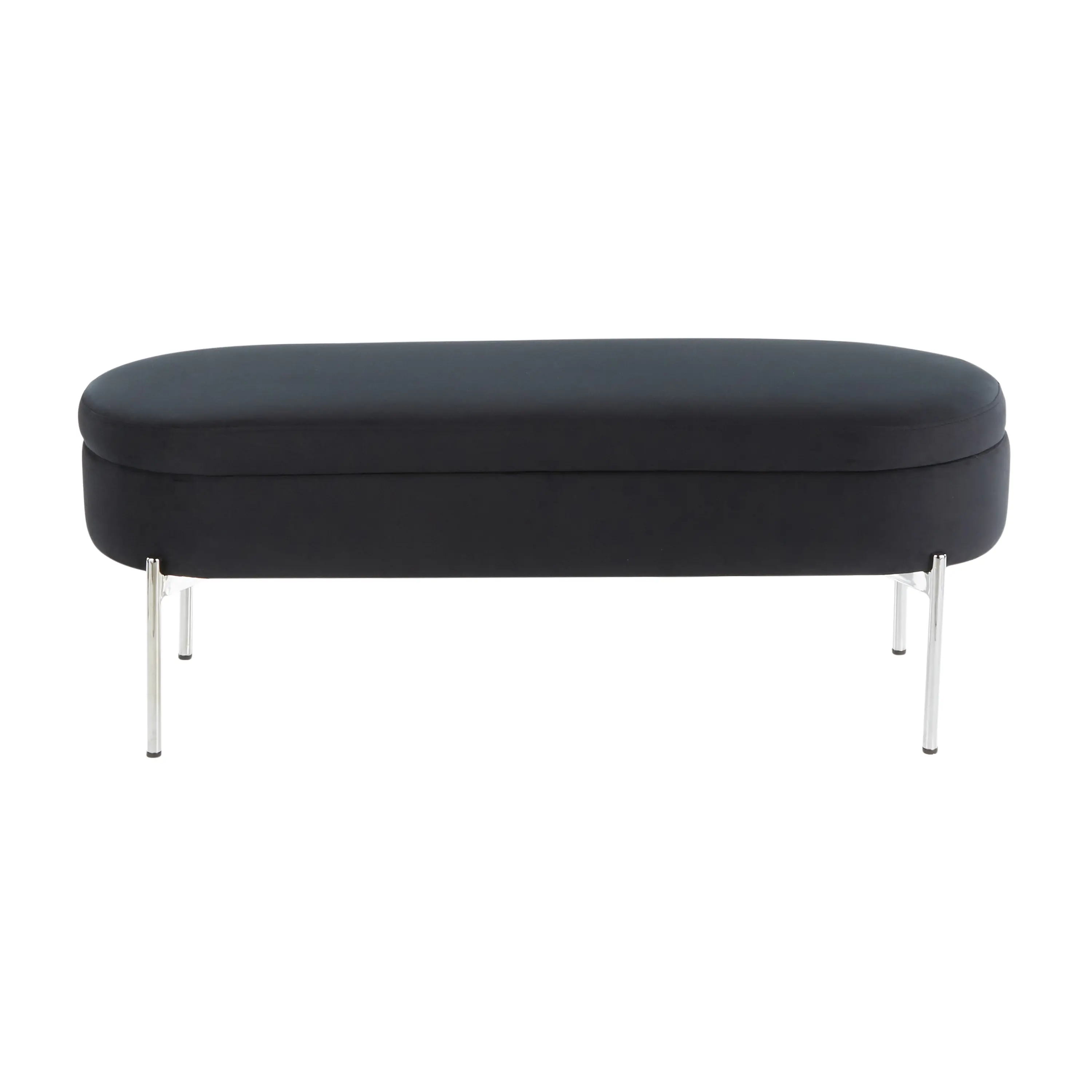 BC-CHLOE STOR VBK Glam Black Velvet Storage Bench with Chrome Base - Chloe-9